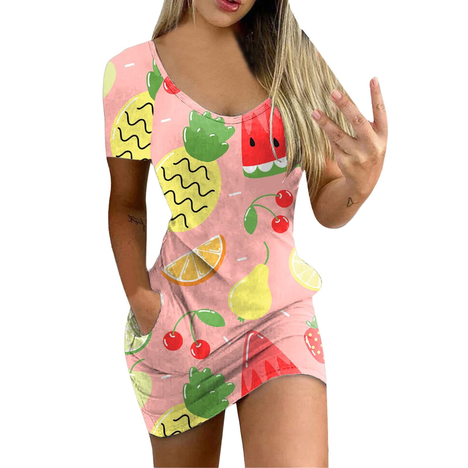 Women's Printed V-Neck Sleeveless Mini Dress - Fashion Waist Vest Dress for Summer, Beach, Party & Casual Wear