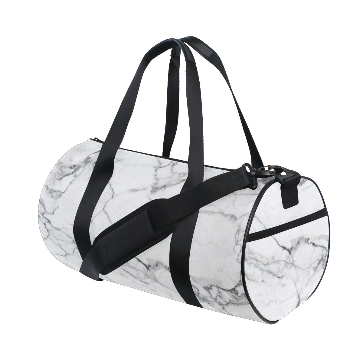 White Marble Gym Bag - Sport & Travel Duffle for Men & Women - Workout & Weekend Getaways