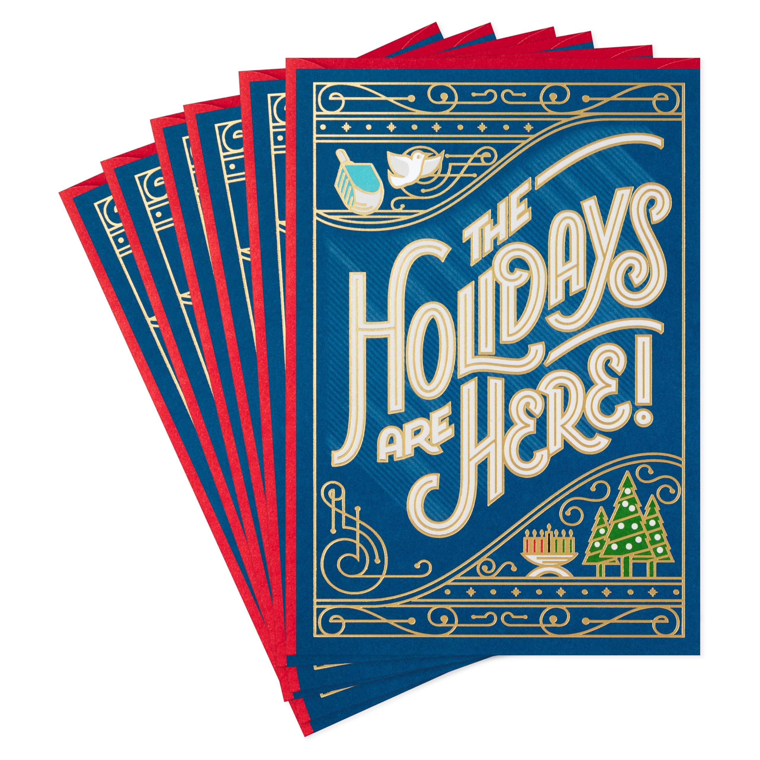 Hallmark Holiday Greeting Cards Set - Christmas, Hanukkah & Kwanzaa (6 Premium Cards with Envelopes) for Family, Friends & Office Celebrations