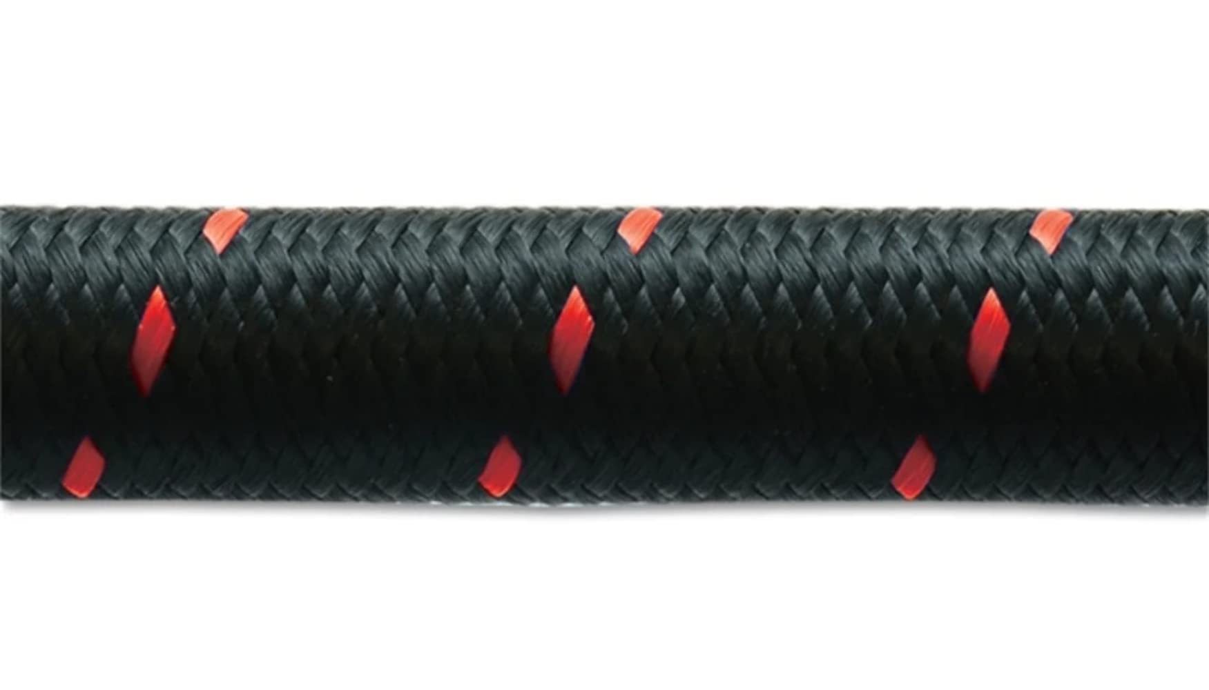 Vibrant Performance 11976R -6 AN Nylon Braided Flex Hose, 20ft Roll (Black/Red, 0.34