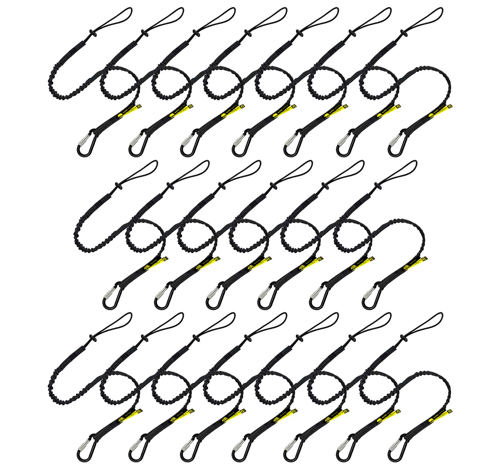 **BearTOOLS 20-Pack Heavy Duty Tool Lanyard with Locking Carabiner - 8KG/17.6lb Weight Capacity, Adjustable Shock Cord for Safety - Ideal for Construction, Roofing & DIY Projects**