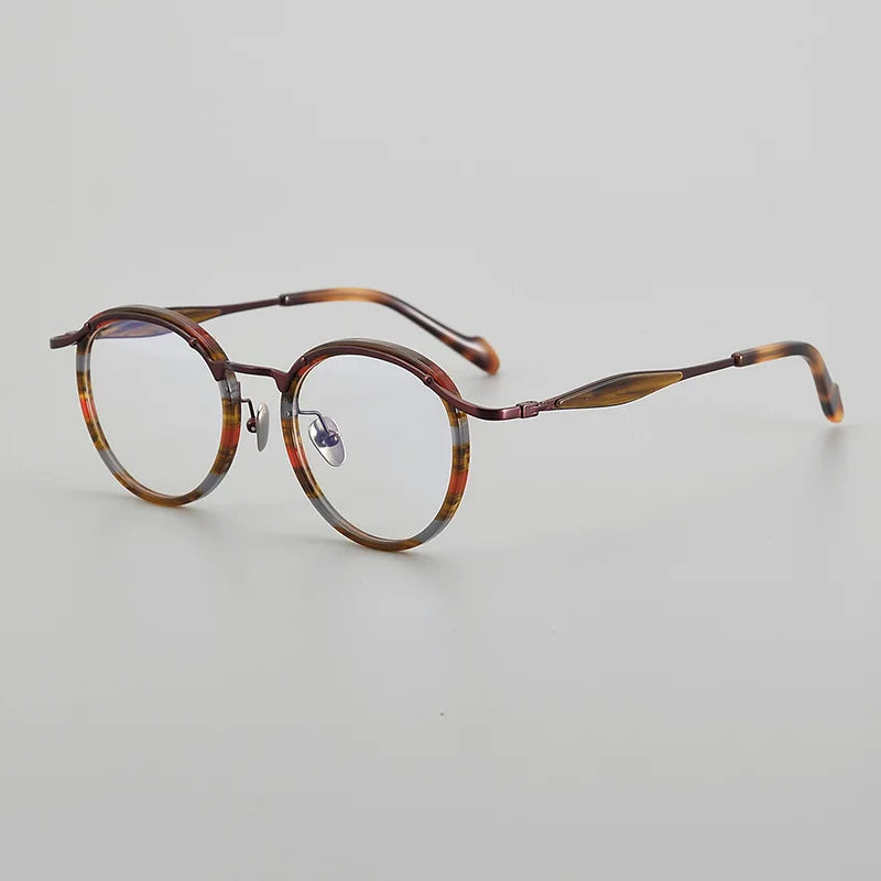 Stylish Black Unisex Full Rim Round Titanium Acetate Eyeglasses Frame 46062 - Perfect for Reading, Work & Everyday Fashion