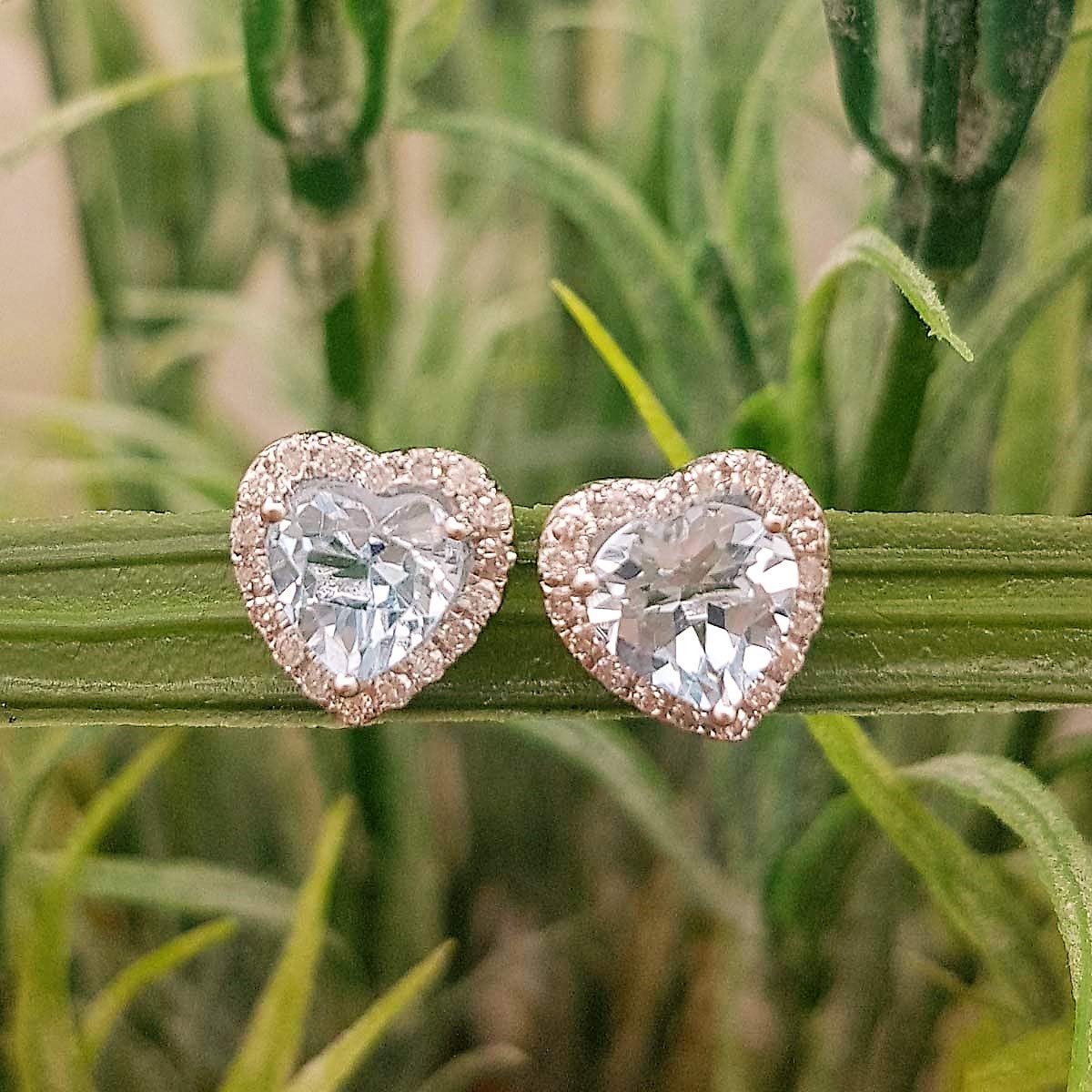Dazzlingrock 10K Solid White Gold Heart Shaped Halo Stud Earrings for Women - Perfect for Valentine's Day Gifts, Anniversary Presents & Romantic Occasions