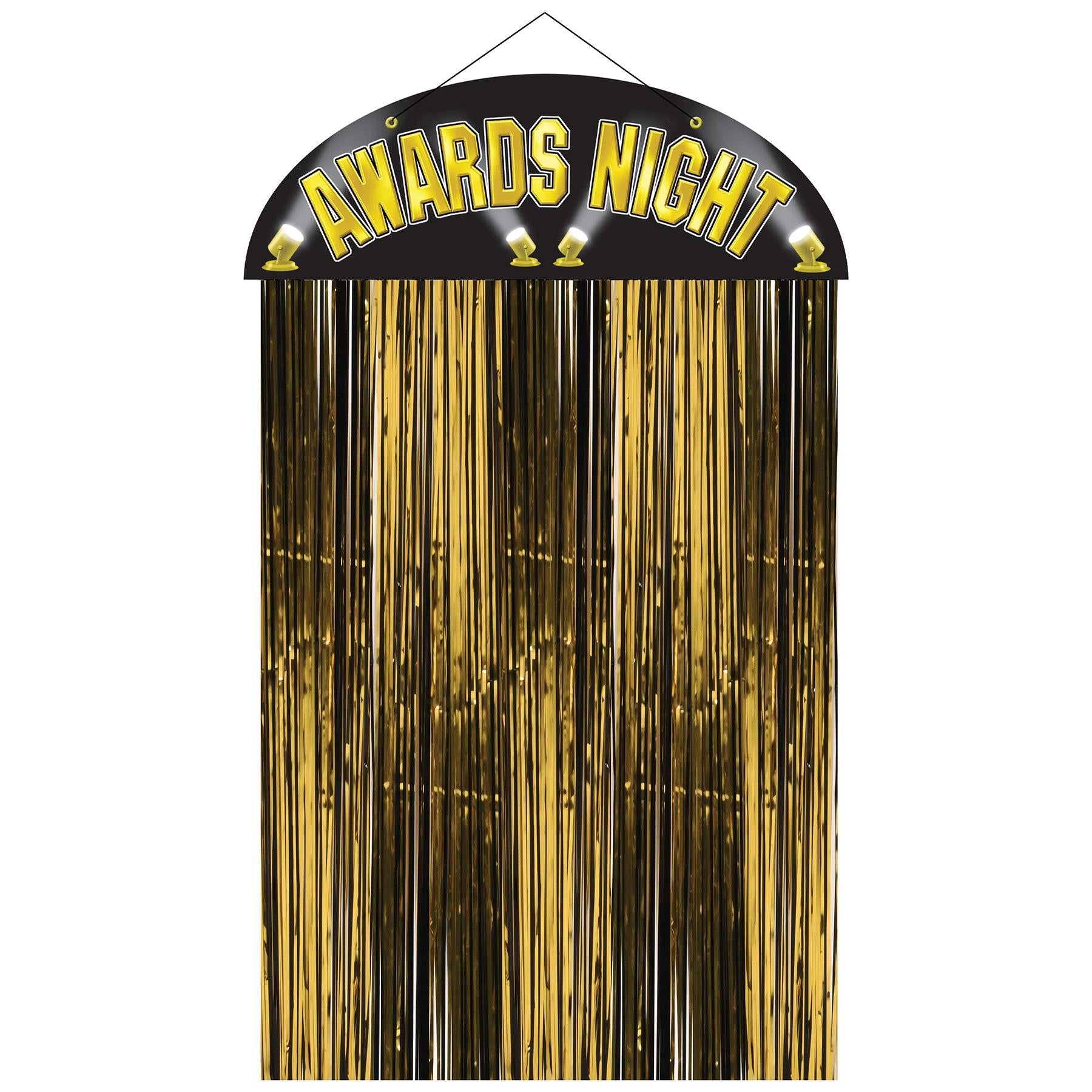 12 Pack Beistle Awards Night Party Door Curtain - Gold & Black Glitter Celebration Decor for Graduation, Prom, Homecoming - Perfect for Party Entrance, Photo Booth Backdrop, Event Decorations