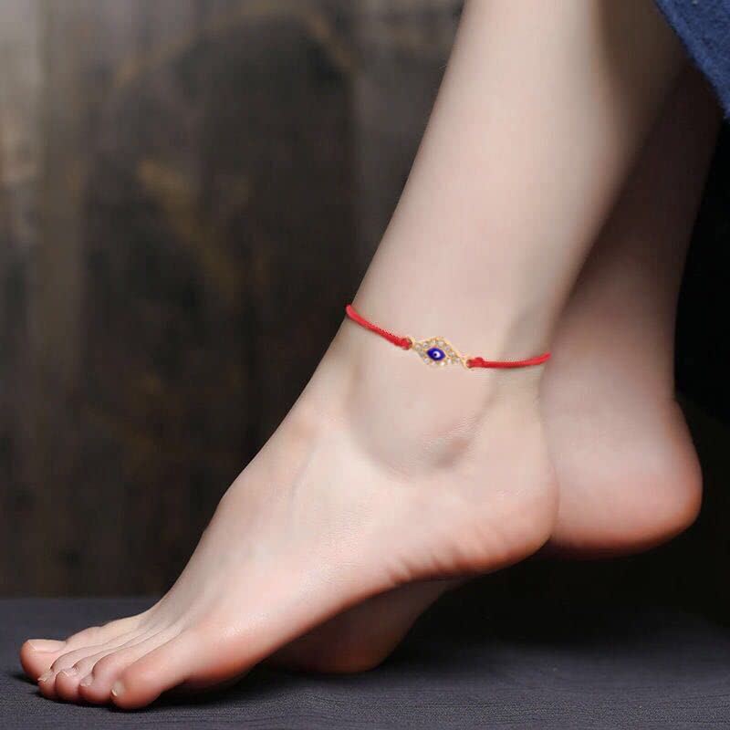 Evil Eye Red String Bracelet for Women - Handmade Anklet Protection Jewelry for Good Luck & Positive Energy - Perfect for Yoga, Meditation & Everyday Wear