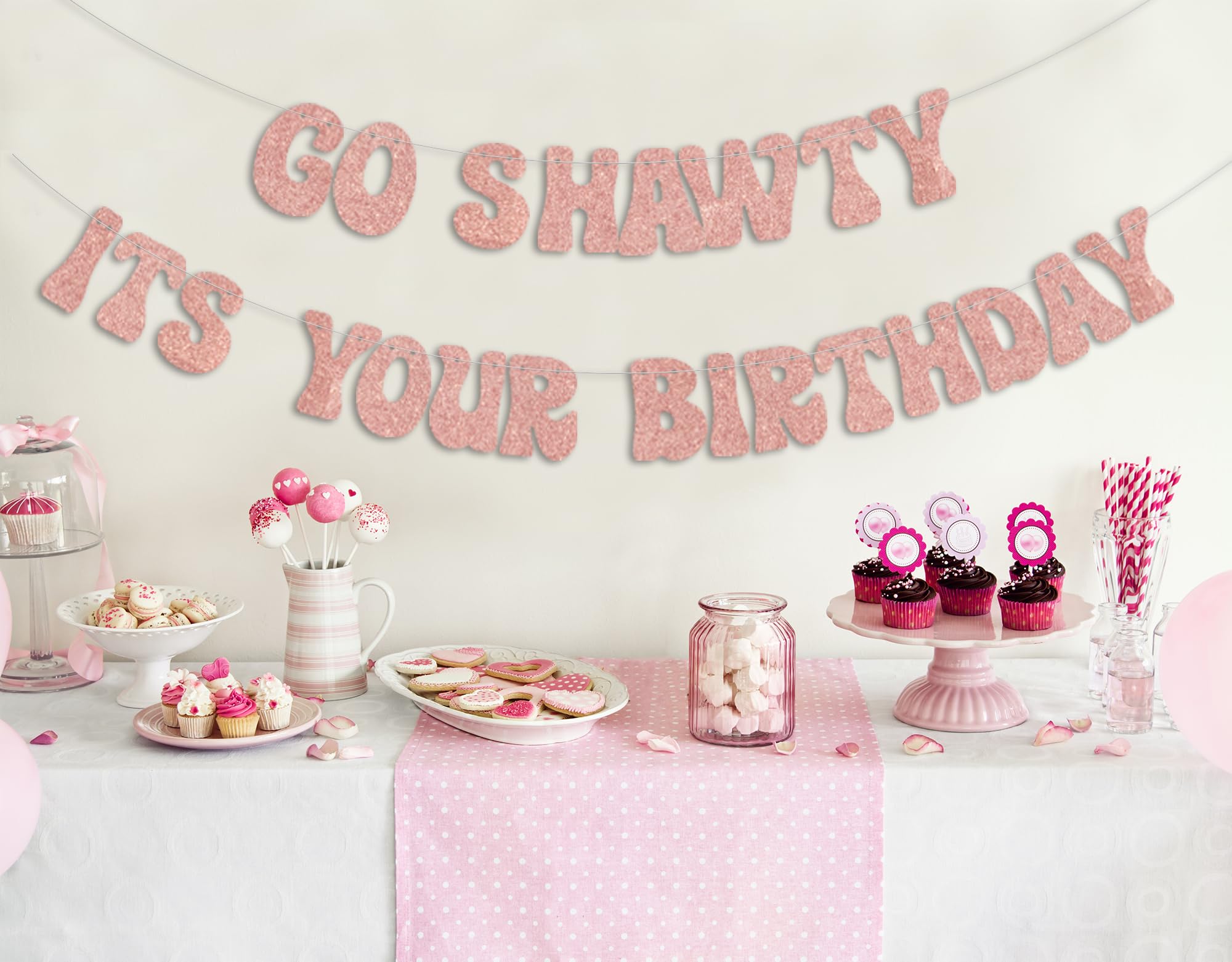 Funny Hip Hop Birthday Banner - 'Go Shawty It's Your Birthday' Rap Theme Party Decor for 30th/40th/50th Celebrations - Rose Gold Party Supplies - Perfect for Rap-Themed Birthdays & Milestone Celebrations