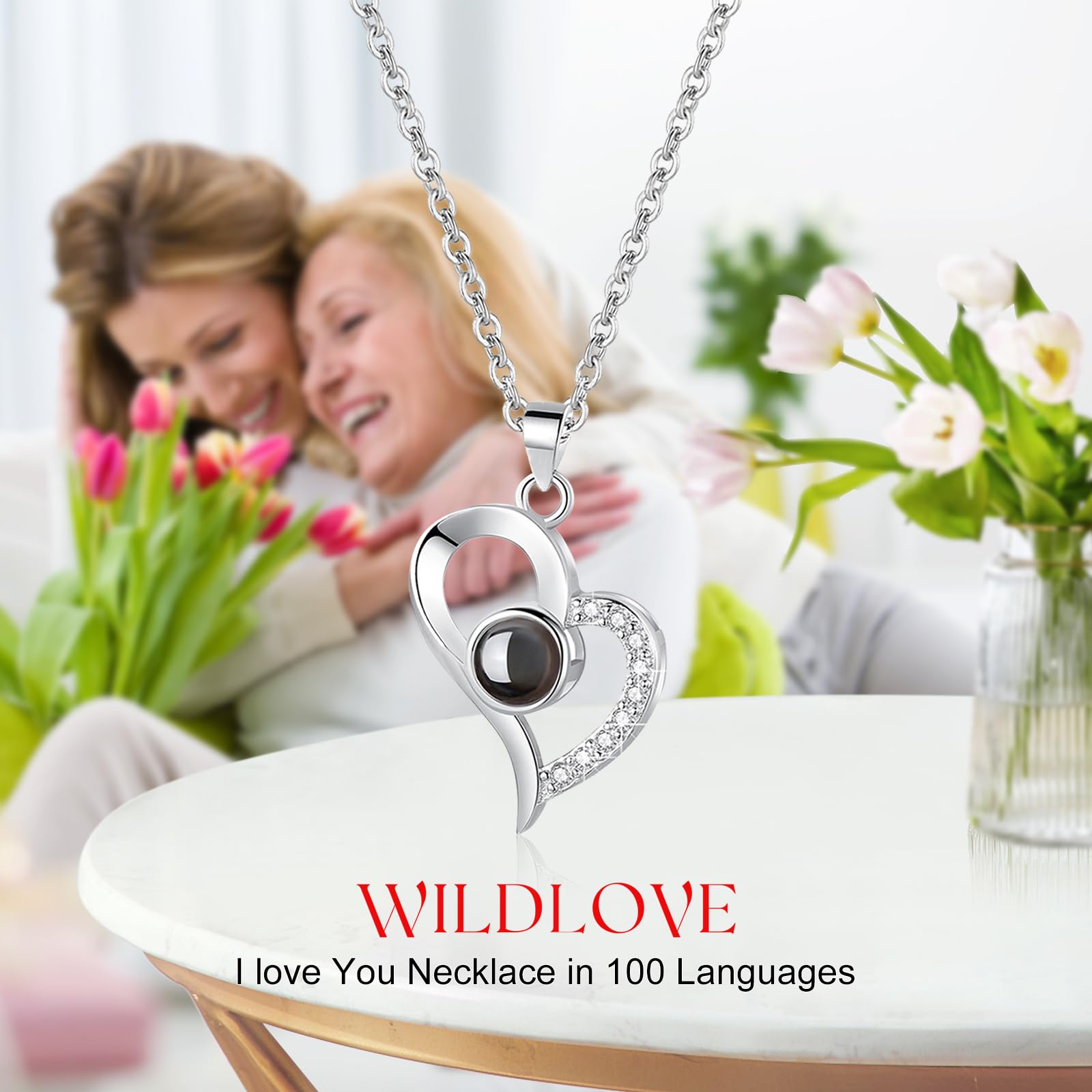 WILDLOVE Preserved Real Rose with 'I Love You' Necklace - Romantic Valentine's Day Gifts for Her, Wife, Girlfriend or Mom | Perfect Anniversary & Birthday Present for Women | Great for Date Nights, Proposals & Special Occasions