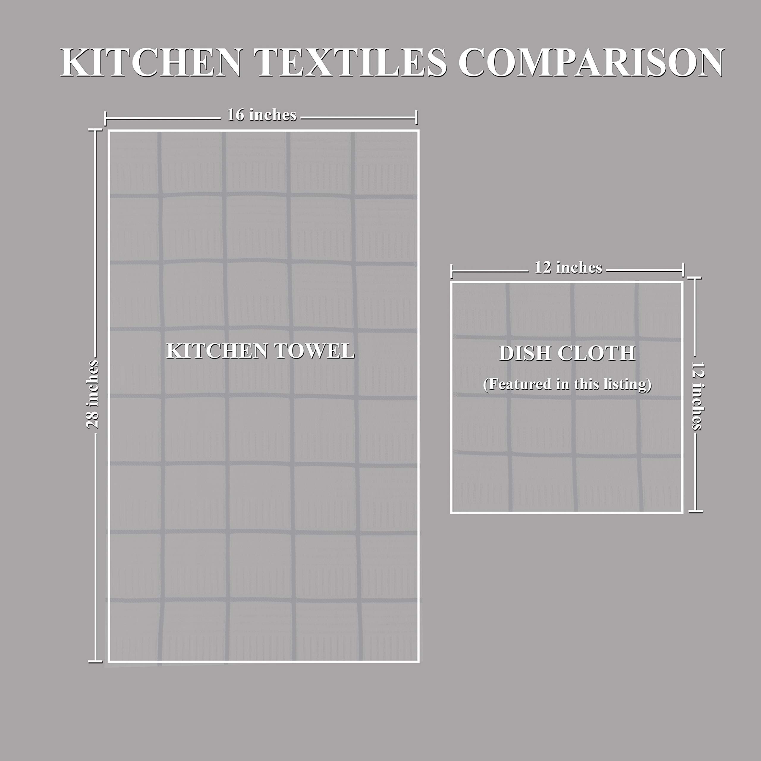 Premium 100% Cotton Kitchen Towels Set of 8 - Absorbent Gray & White Dish Cloths, Reusable Tea Towels & Cleaning Rags (12x12 Inches) | Oeko-Tex Certified | Perfect for Dish Drying, Counter Wiping & Hand Towels