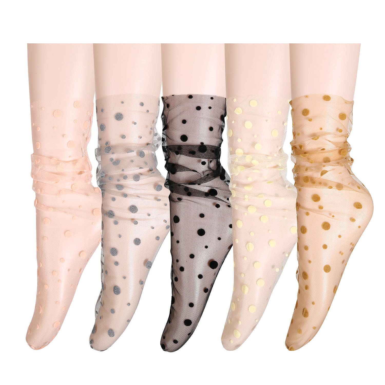 Benefeet Women's Sheer Mesh Tulle Socks - Lace Decorated Slouch Socks for Casual Wear