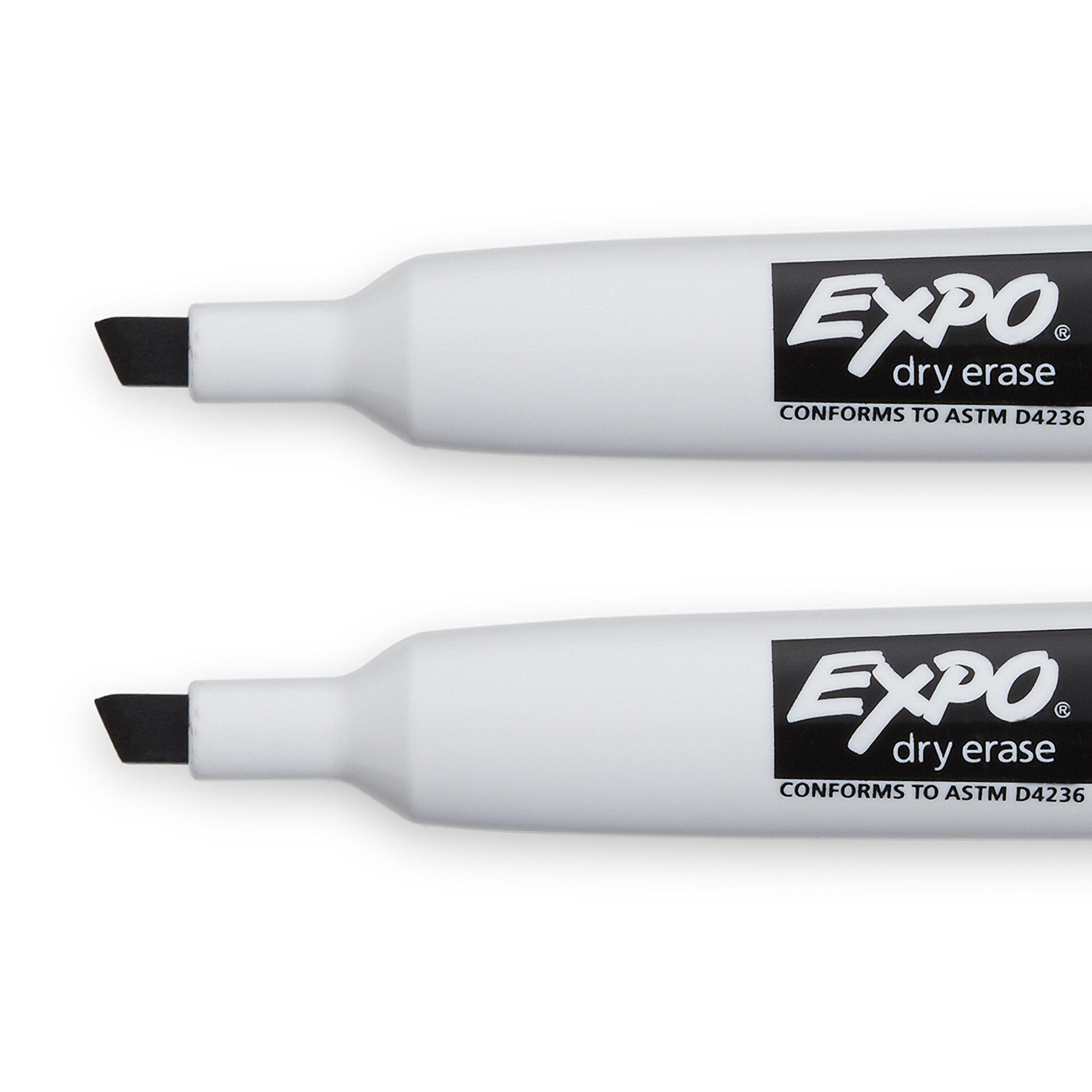 EXPO 1944726 Magnetic Dry Erase Markers with Eraser - Chisel Tip Black Whiteboard Markers (2-Pack) - Perfect for Office Meetings, Classroom Teaching & Home Refrigerator Notes