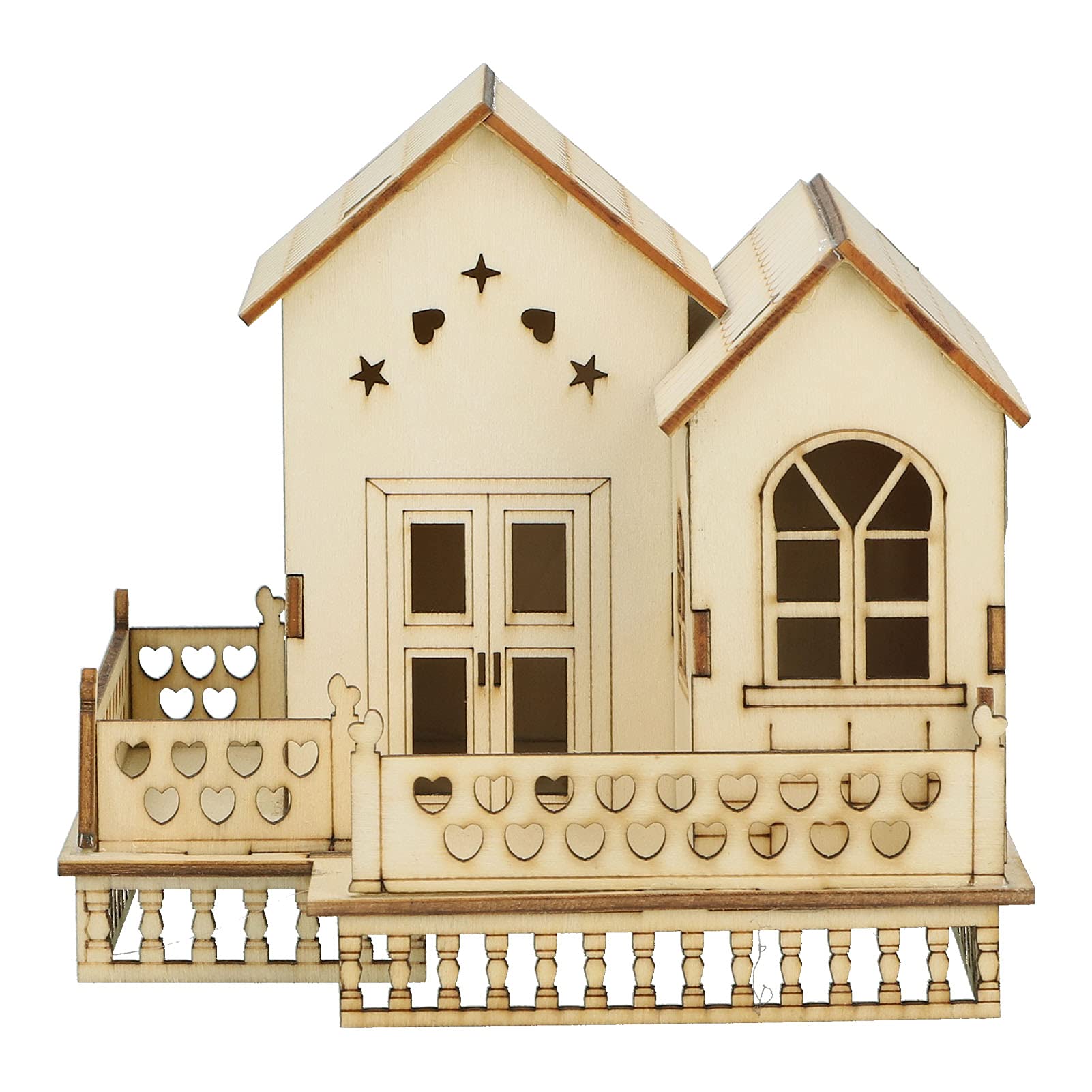 Shanrya Miniature House Model - 5.9x5.3x5.4in Battery Powered LED Flashing Villa Craft for Christmas Decorations, Birthday Party Centerpiece & Wedding Table Decor - Perfect for Holiday Displays, Gift Giving and Home Decoration