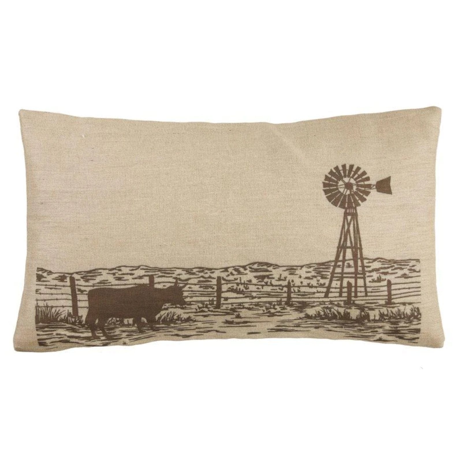 16x26 Windmill Burlap Lumbar Pillow - Decorative Farmhouse Throw Pillow for Sofa, Bed & Couch - Rustic Home Decor Accent