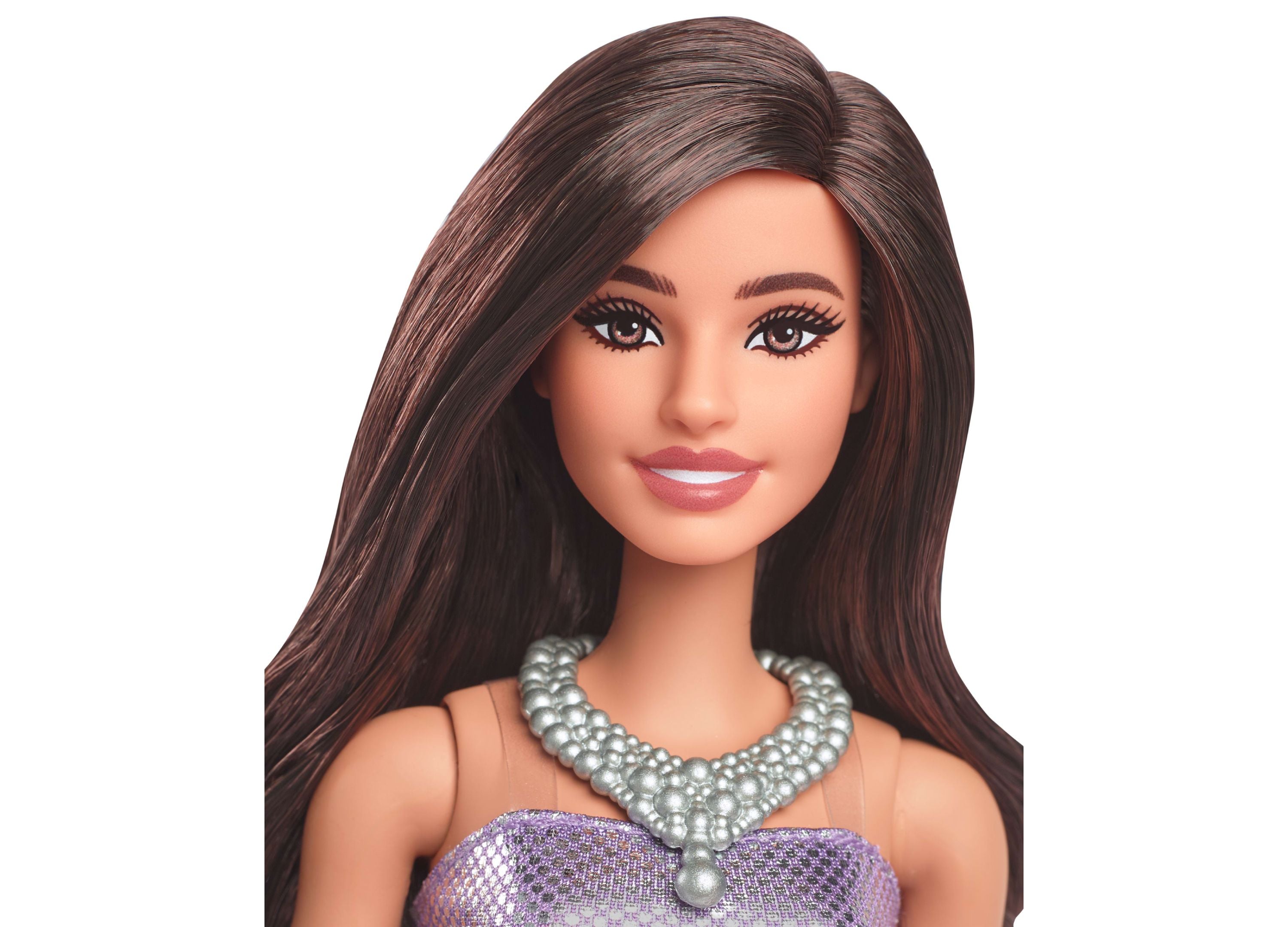 Barbie Fashionistas Doll 234 - Purple Sequined Dress with Silver Accessories | Collectible Doll for Kids & Adults | Perfect for Playtime, Birthday Gifts & Display