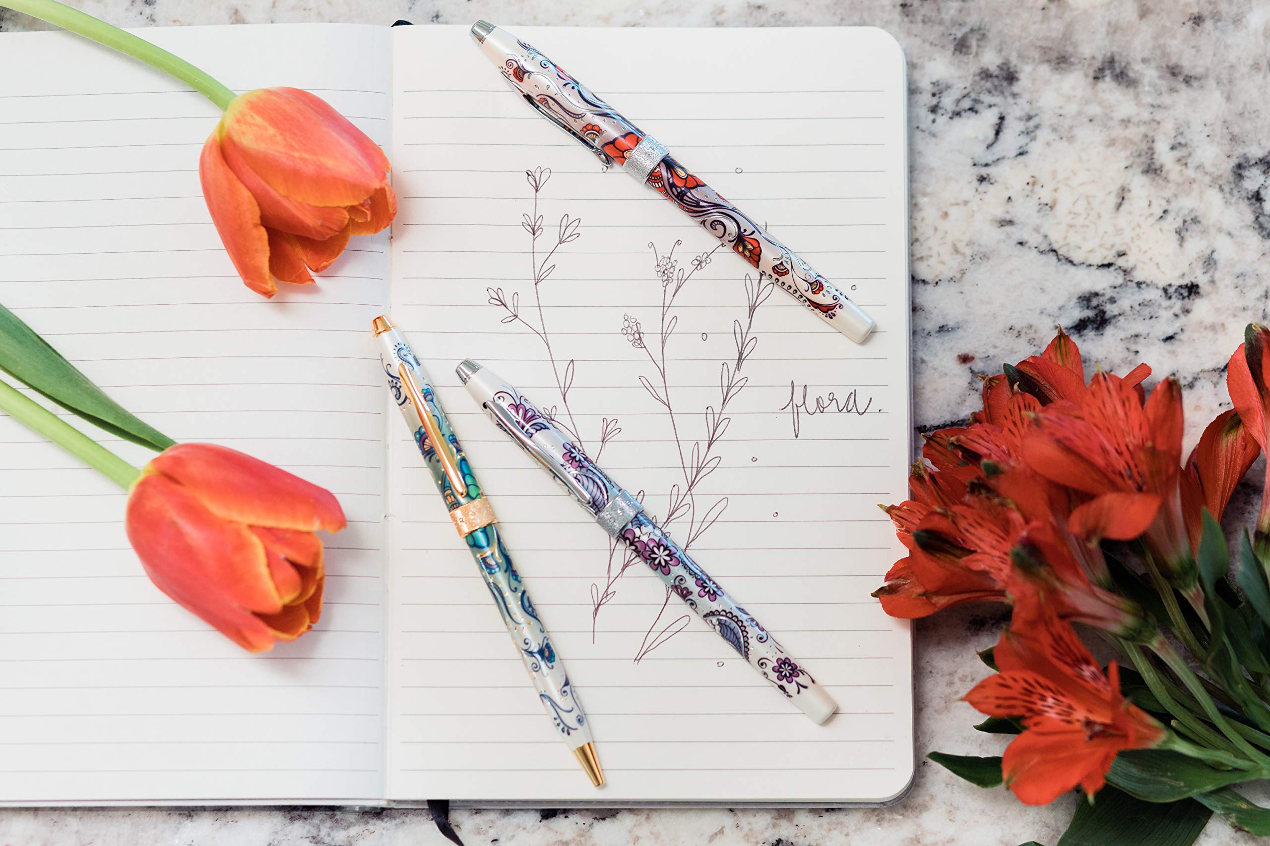 Premium Refillable Ballpoint Pen - Medium Point, Elegant Red Hummingbird Vine Design with Gift Box | Perfect for Office, School, Journaling & Thoughtful Gifts