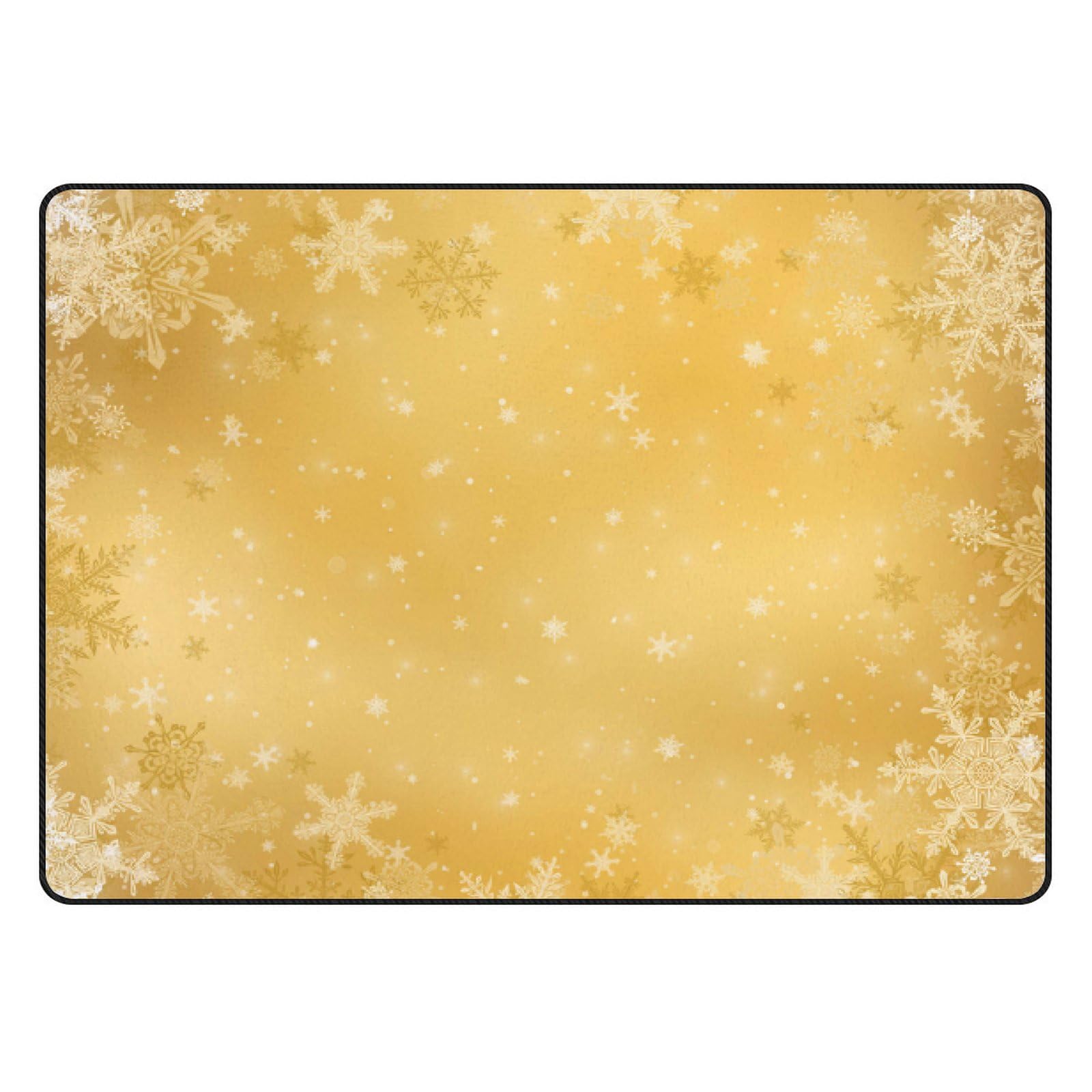 XOLLAR Large Soft Kids Rugs - 63x48 Inch Non-Slip Nursery Rug with Gold White Snowflake Design for Baby Crawling & Play - Perfect for Living Room, Bedroom, Kids Room & Play Area