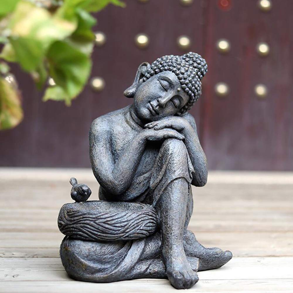 Zenggp Meditation Buddha Planter Pot - Outdoor Garden Statue & Home Decor in Black/Brown - Perfect for Zen Gardens, Yoga Spaces & Spiritual Home Decor