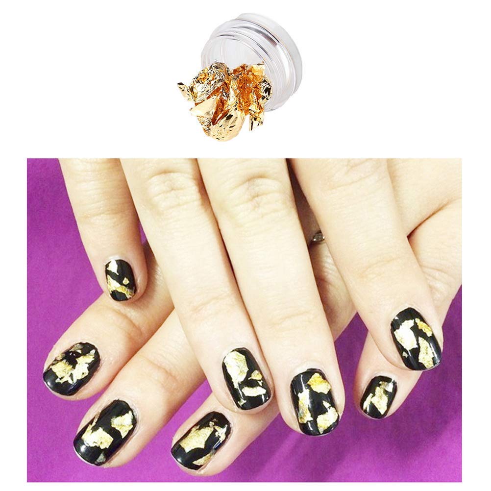 D.B.Z.® 12 Pack Gold Silver Copper Nail Foils - Shimmering Glitter Flakes & Sequins for Nail Art Designs | DIY Manicure, Salon, Party & Special Occasion Nail Decorations