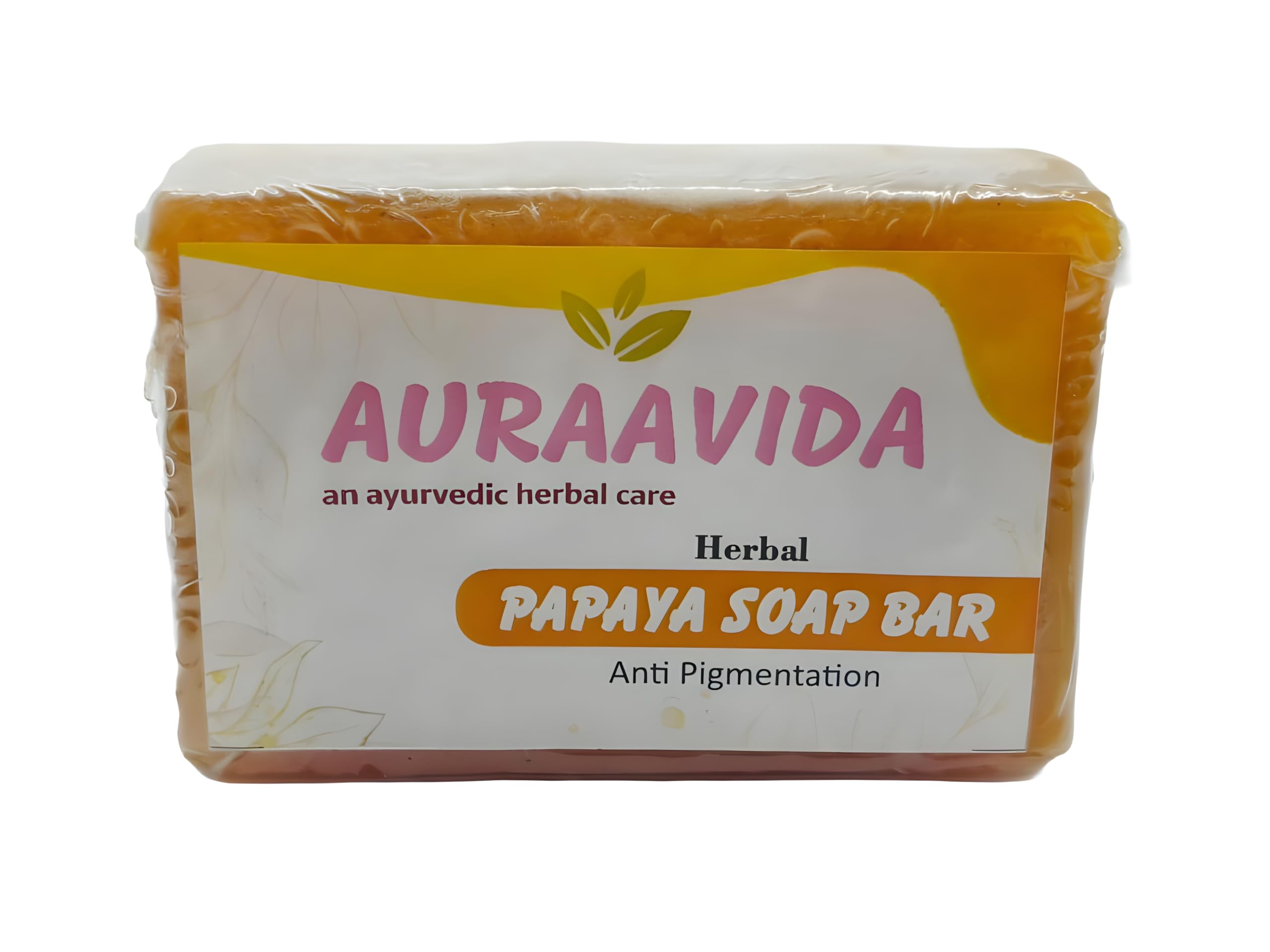 Auraavida Herbal Papaya Anti-Pigmentation Soap Bar - Brightens Skin & Reduces Dark Spots - Perfect for Acne-Prone & Uneven Skin Tone