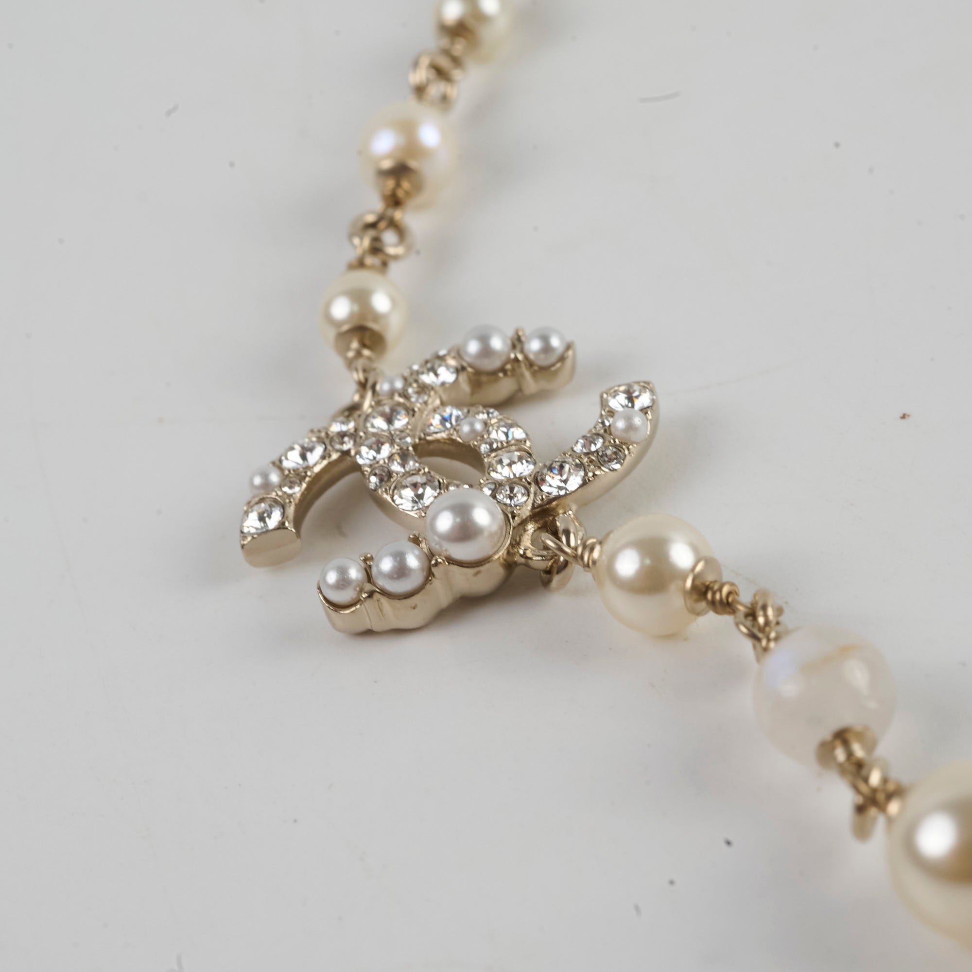 Chanel Long Pearl CC Crystal Necklace - Elegant Luxury Jewelry for Women, Perfect for Parties, Weddings & Special Occasions