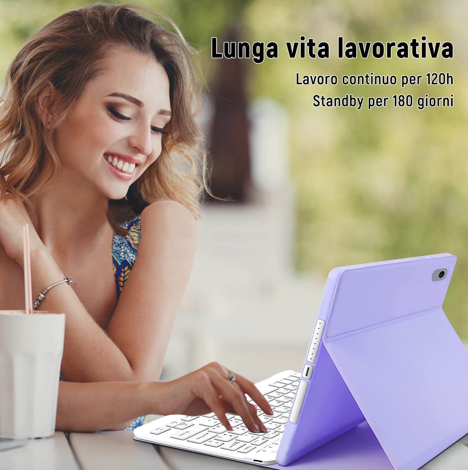 Lielax Bluetooth Keyboard Case for iPad 10.2 (2021/2020/2019 9th/8th/7th Gen), iPad Air 3 & iPad Pro 10.5 - Detachable QWERTY Keyboard, Pencil Holder Stand, Purple | Perfect for Work, Study & Travel