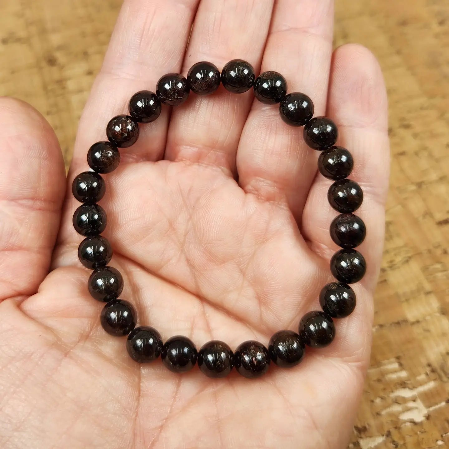 Natural Garnet Gemstone Smooth Bead Stretch Bracelet for Women - Healing Crystal Jewelry for Meditation, Yoga & Spiritual Wellness