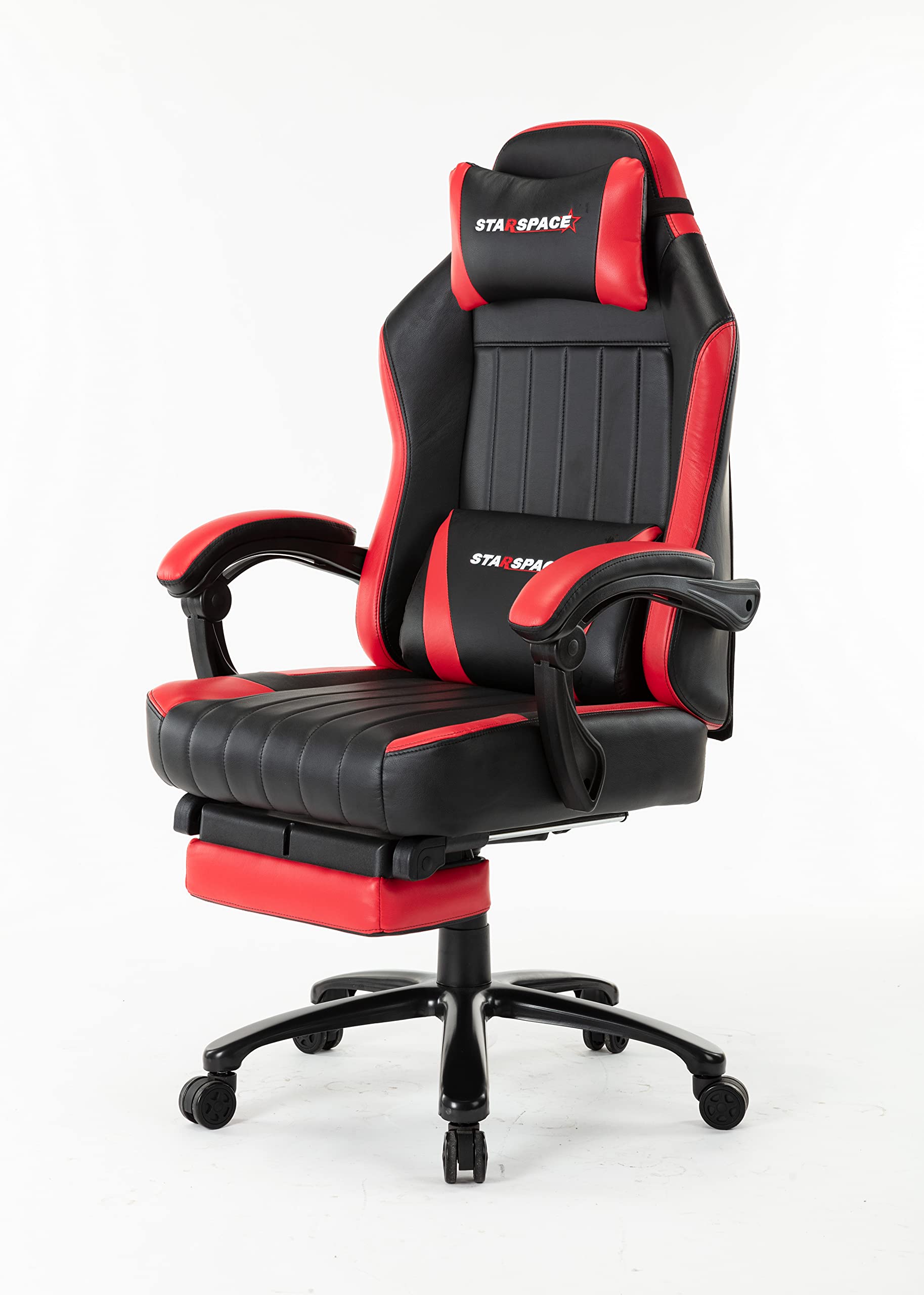 Ergonomic Reclining Massage Gaming Chair with Adjustable Footrest - 351 LB Capacity, Big & Tall Computer Racing Desk Chair with Bonded Leather, Memory Foam Lumbar Support & Metal Base - Perfect for Home Office, Gaming & Relaxation