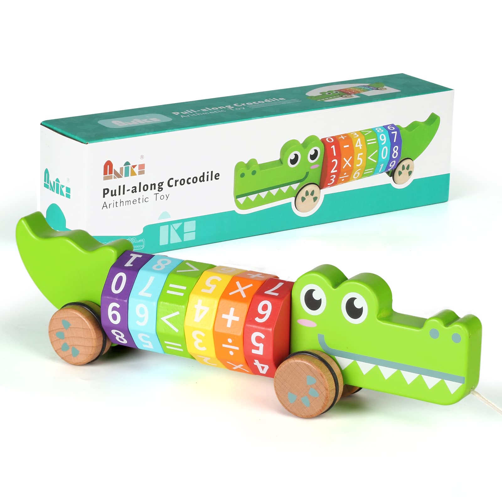 ANIKI Montessori Wooden Number Learning Toys for Toddlers & Kids - Preschool Math Games, Fine Motor Skills Development, Classroom Activities - Perfect Gift for Boys & Girls (Math Alligator) - Ideal for Homeschooling, Daycare & Early Childhood Education