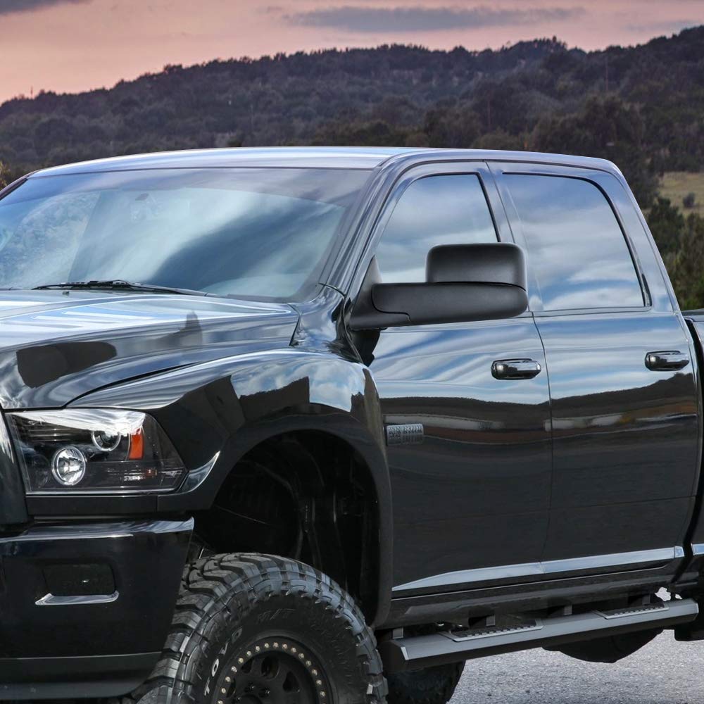2002-2008 Dodge Ram 1500 & 2003-2009 Ram 2500/3500 Towing Mirrors - Manual Adjust Non-Heated Pair (LH+RH) - Perfect for Trailering, RV Towing & Heavy-Duty Hauling