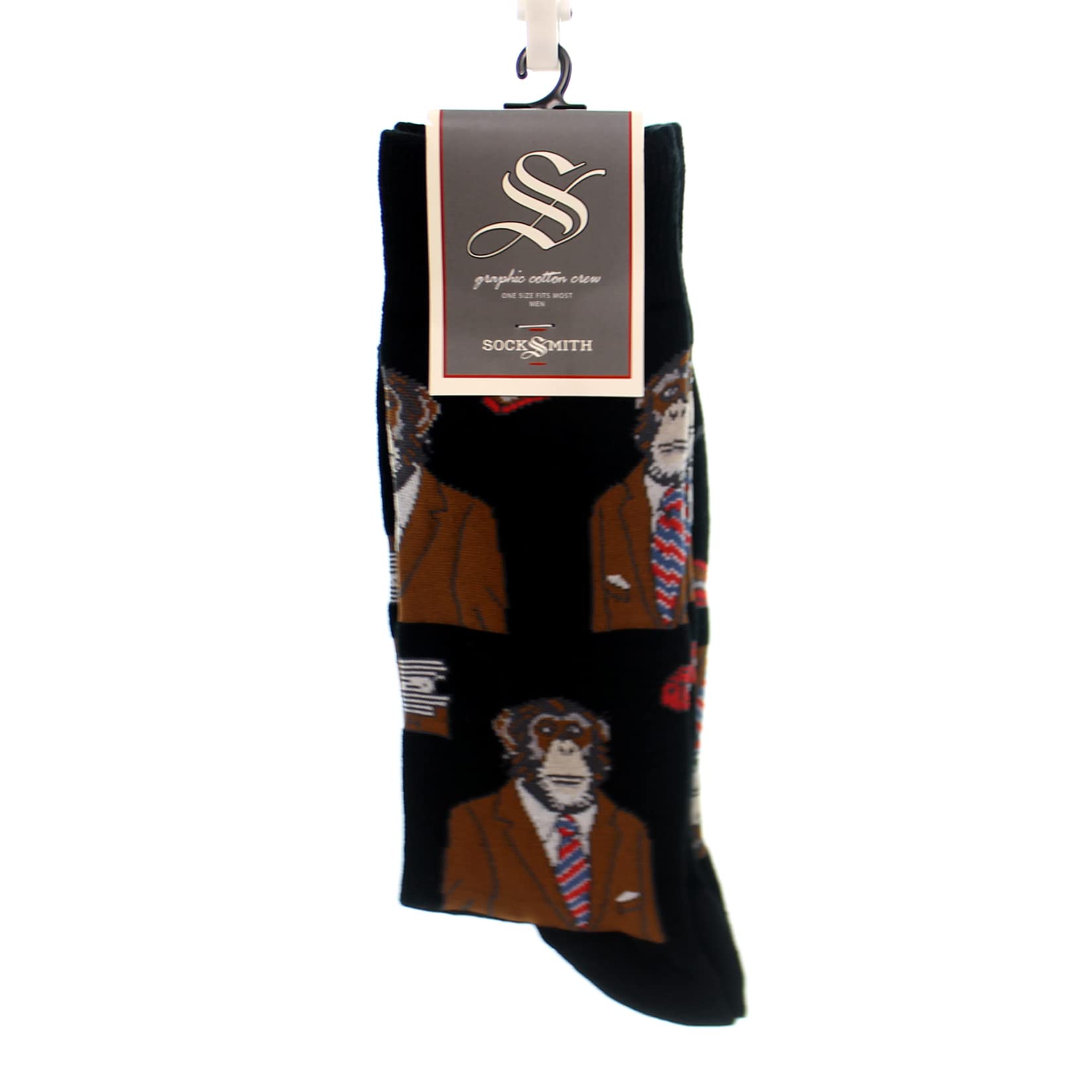 Funny Monkey Print Crew Socks for Men - Novelty Animal Socks for Casual Wear & Gifts - Perfect for Office, Home & Everyday Use