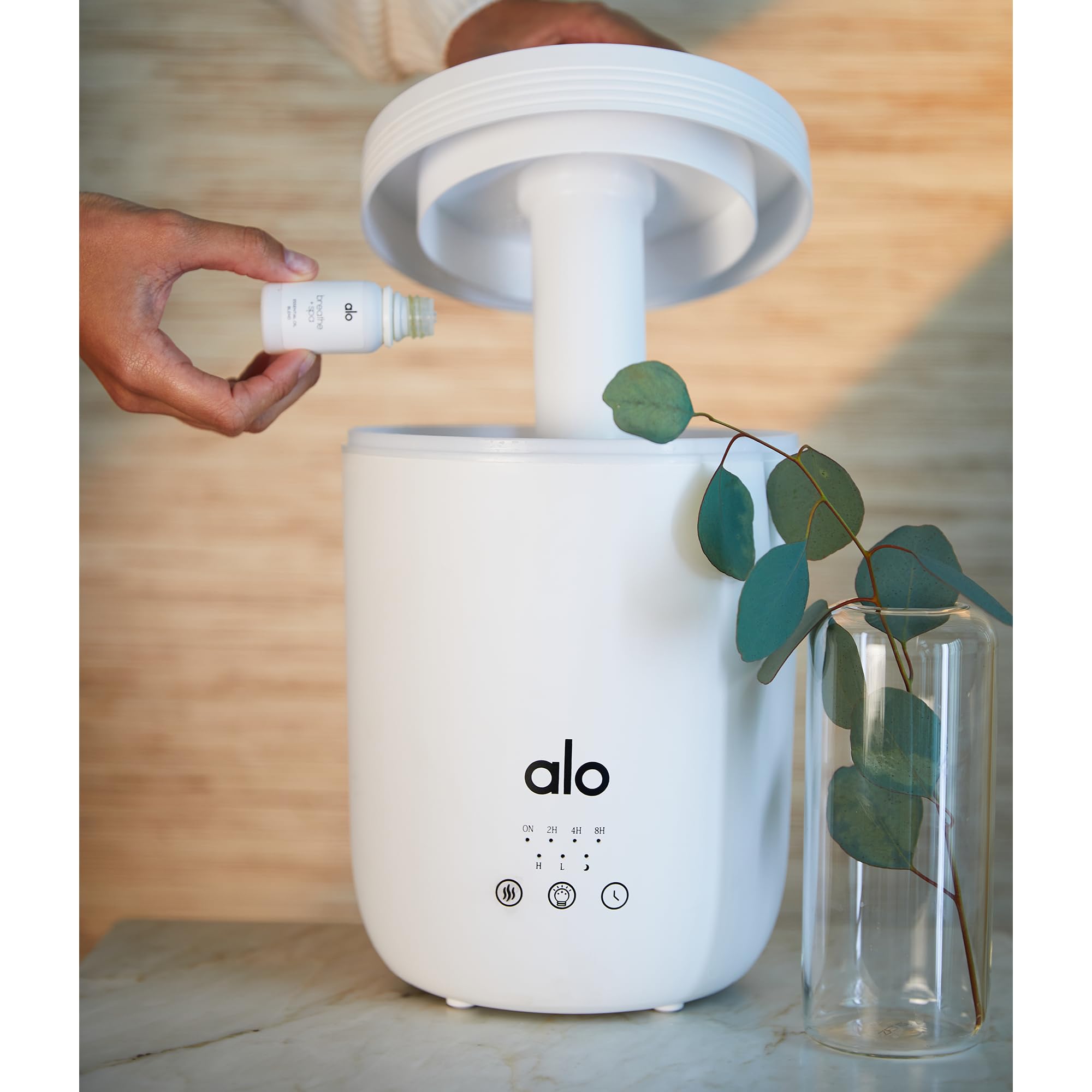 Alo Aroma Essential Oil Diffuser & Humidifier for Large Rooms up to 700 sq ft - White - 22 Hours Runtime - Perfect for Home, Office, Yoga Studio & Spa Relaxation