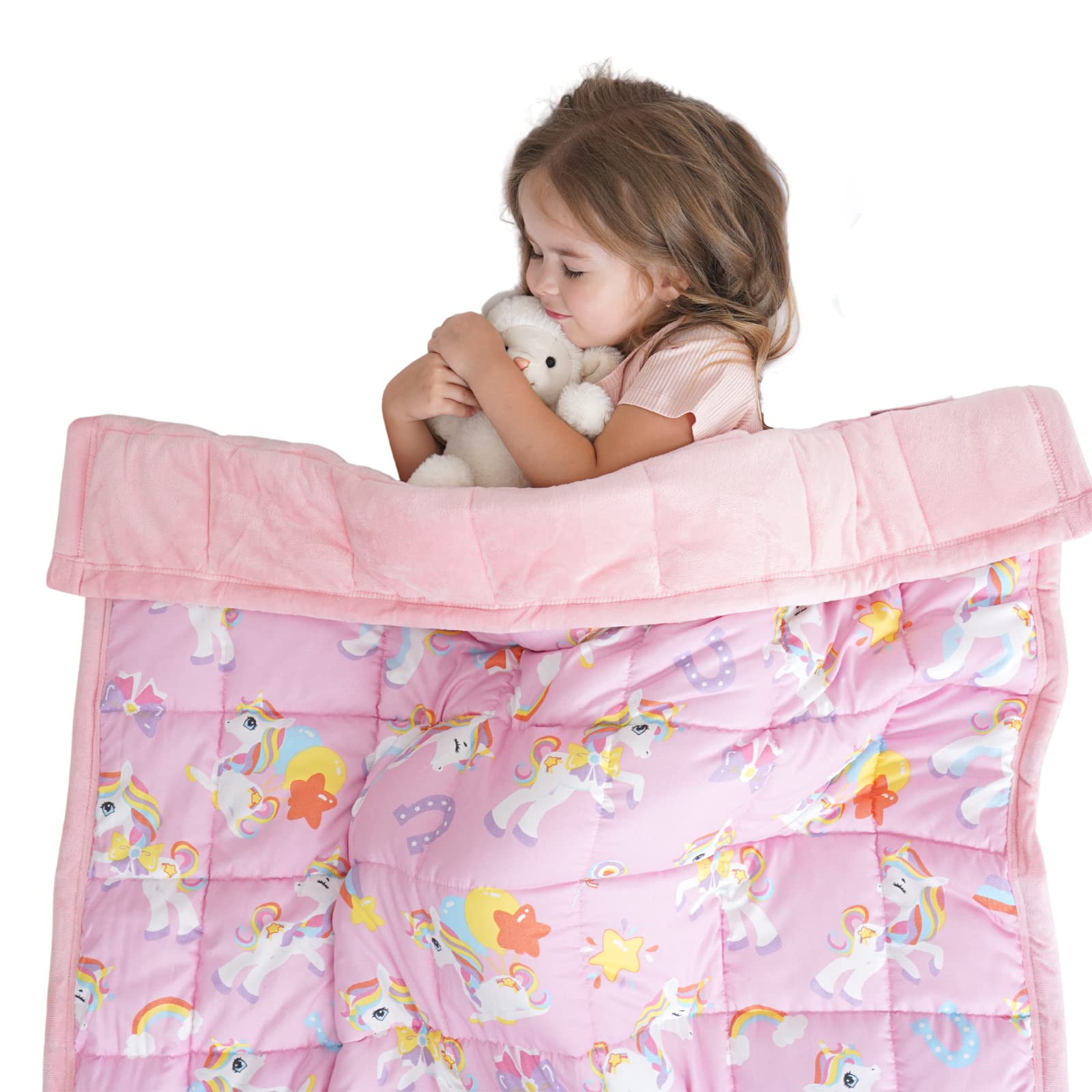 Haowaner 5 lb Weighted Blanket for Kids - Unicorn Themed Pink Weighted Blanket for Girls & Children | Calming Sensory Blanket for Anxiety, ADHD, Autism & Better Sleep