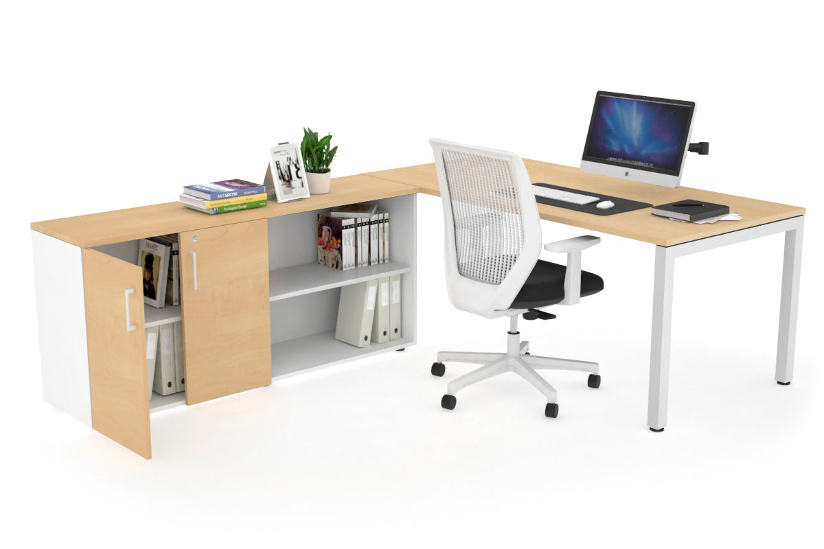 Quadro Square Executive White Frame Office Desk [1800L x 700W] - Perfect for Modern Workspaces & Home Offices
