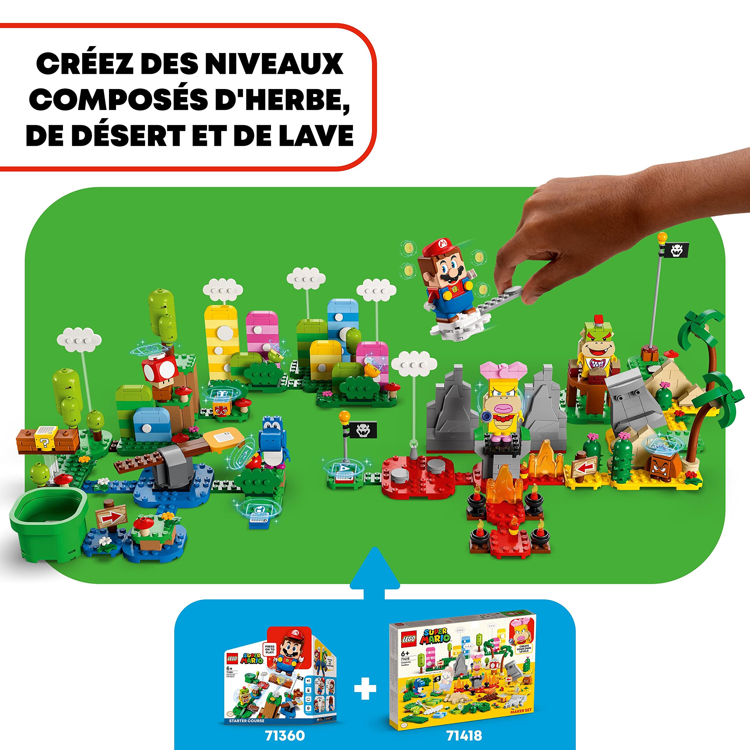 LEGO Super Mario 71418 Creative Toolbox Building Set with Mini Figures - Desert & Lava Expansion Starter Pack - DIY Level Creator Toy for Kids - Perfect for Interactive Play & Creative Storytelling