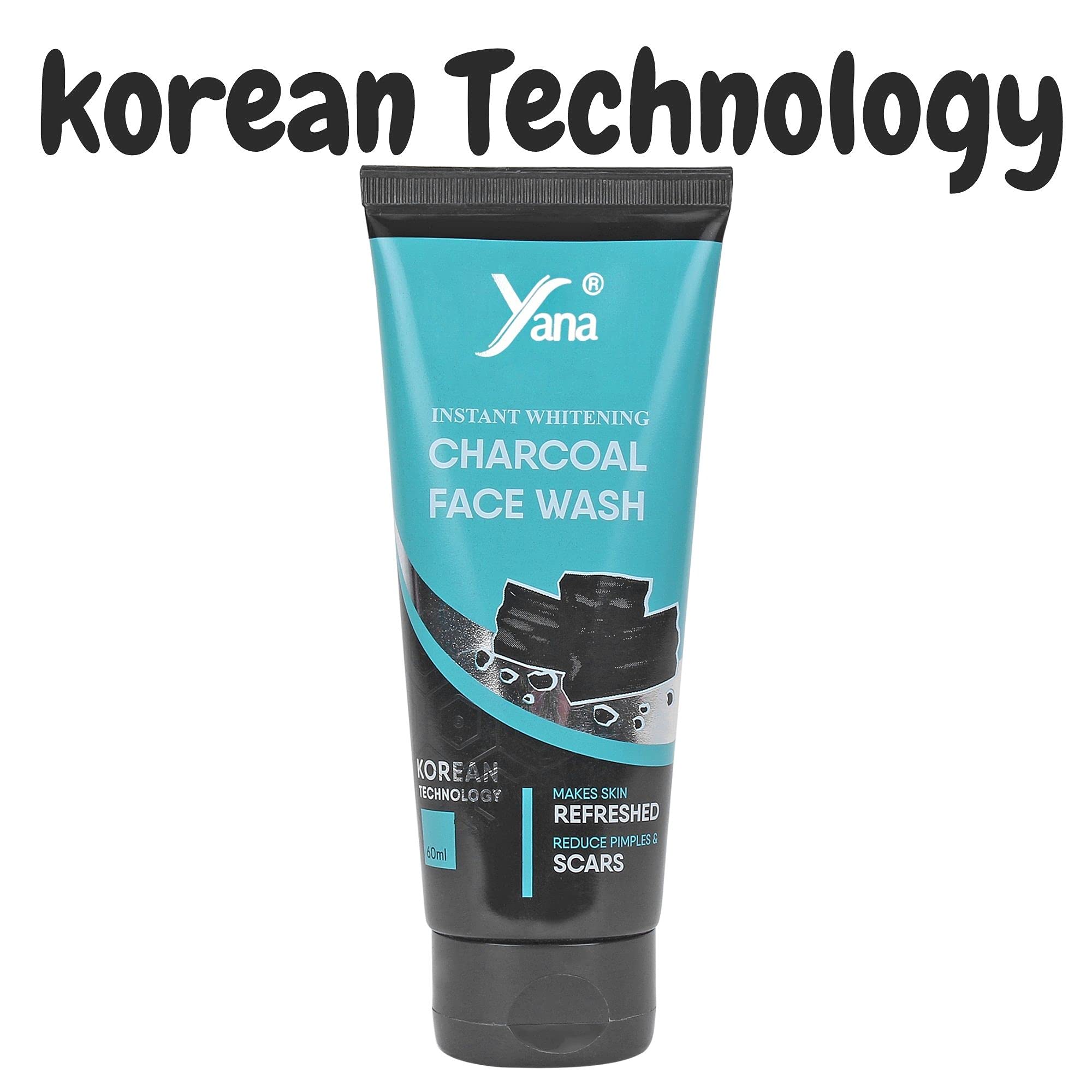 Yana Skin Whitening Charcoal Face Wash - Deep Cleansing & Brightening for Acne & Blackheads | Perfect for Daily Skincare & Glowing Complexion