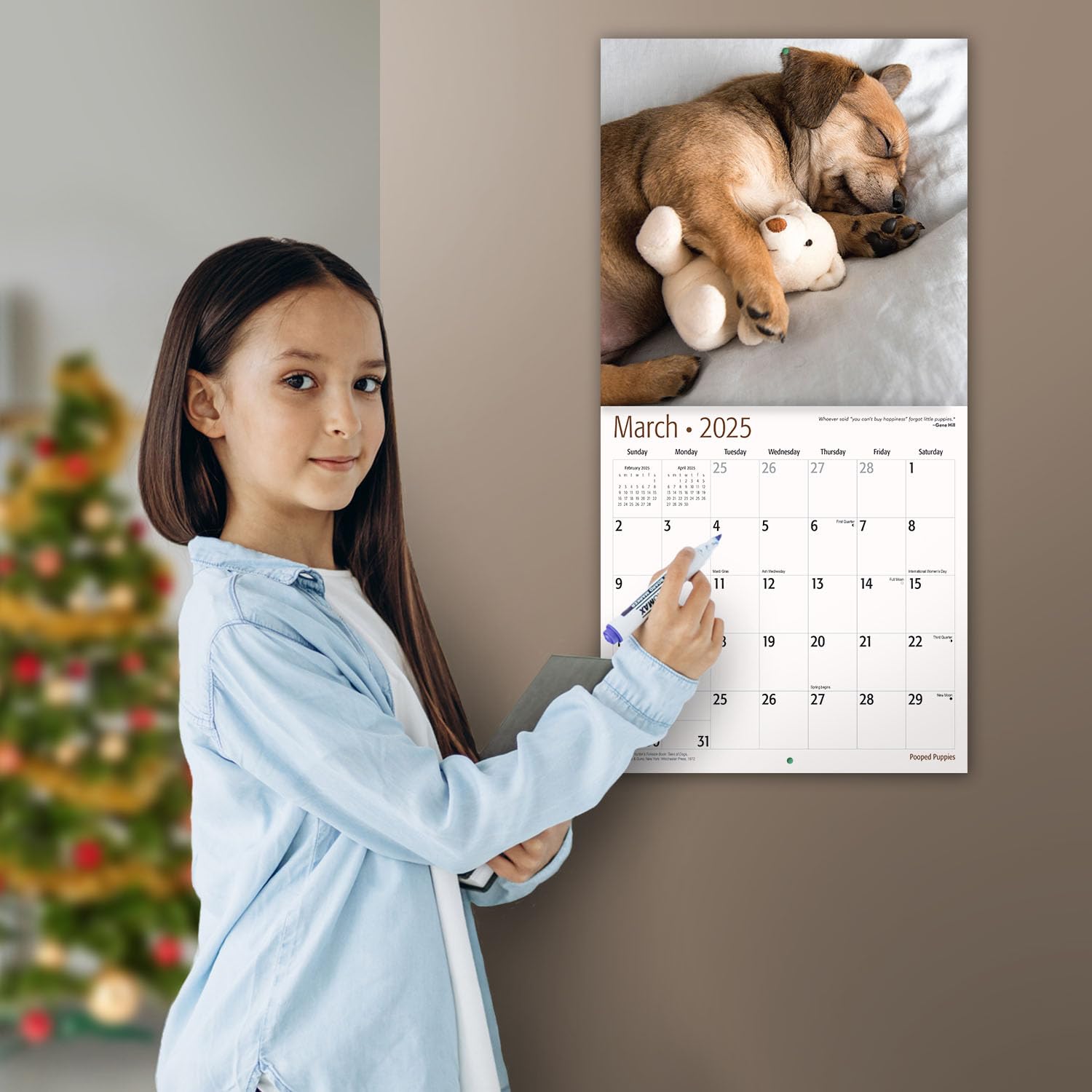 MICASA Pooped Puppies 2025 Wall Calendar - 12 Month Dog Lover Calendar (12