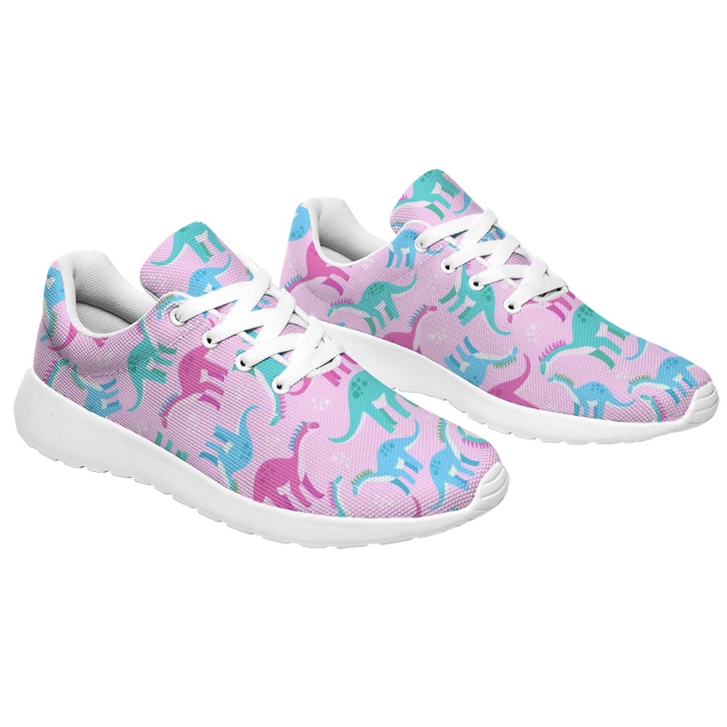 Women's Running Shoes - Lightweight Tennis Walking Sneakers for Women & Girls, Pink Dinosaur Print Athletic Shoes, US Size 9.5 Women/8 Men - Perfect for Jogging, Gym Workouts & Casual Wear
