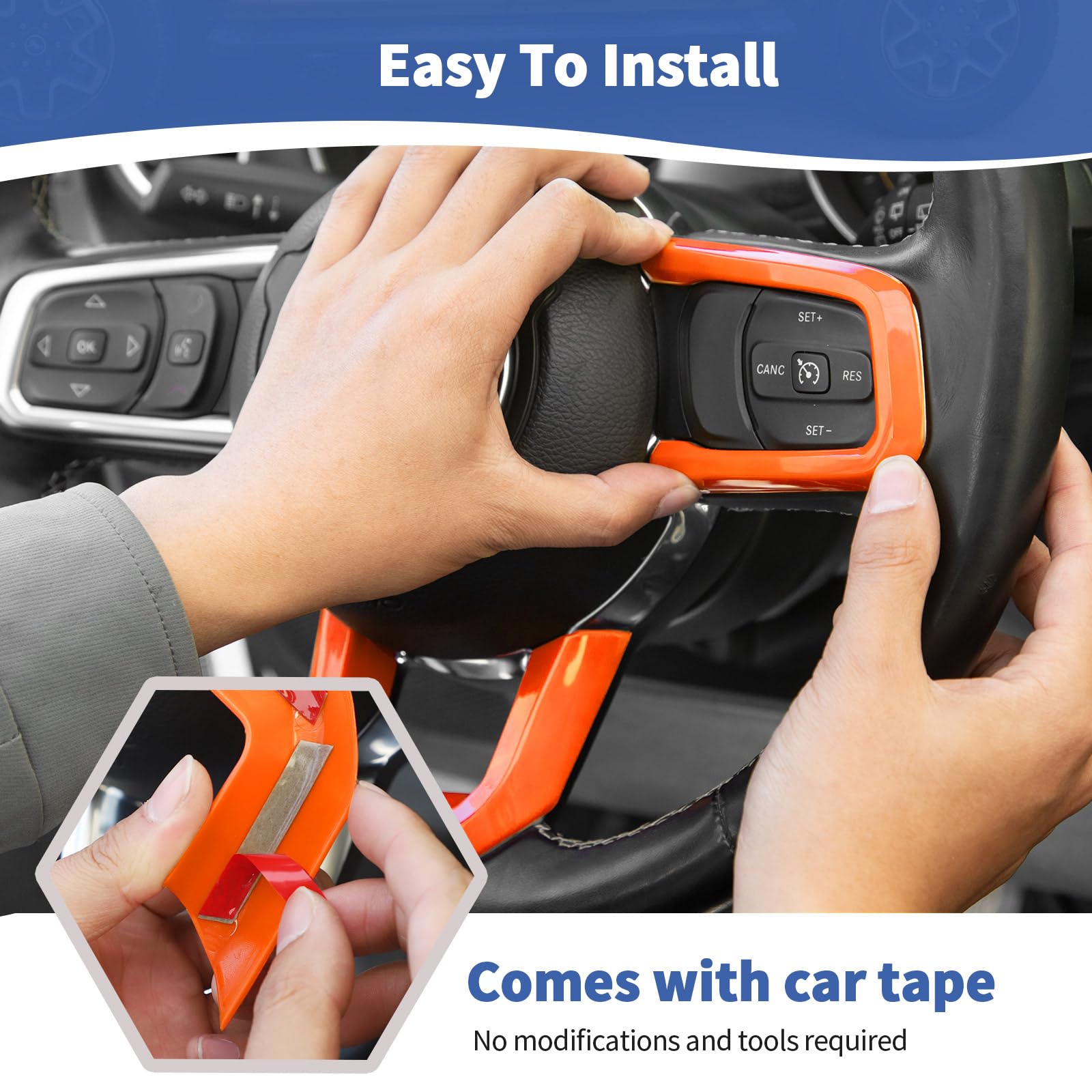 Jeep Wrangler JL/JLU (2018-2023) & Gladiator JT (2020-2023) Orange Interior Trim Kit - 23pcs RT-TCZ Accessories for Dash & Door Panels | Off-Road Style Upgrade for Jeep Enthusiasts