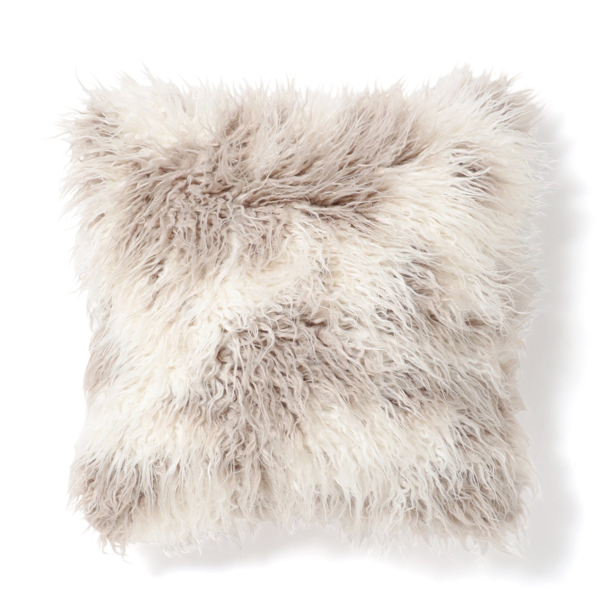 Premium Faux Fur Cushion Cover 18x18 Inches - Soft White & Beige Throw Pillow Case for Sofa, Bed, Living Room Decor
