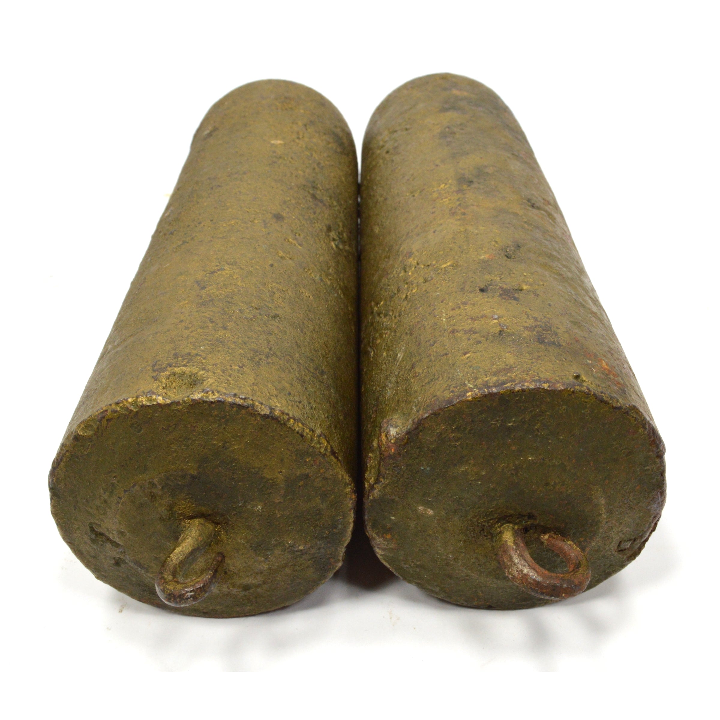 Vintage Cast Iron Clock Weights - Lot of 2 Heavy 10-Cylinder Antique Weights (30 lbs Total) for Grandfather Clocks & Mechanical Timepieces Restoration