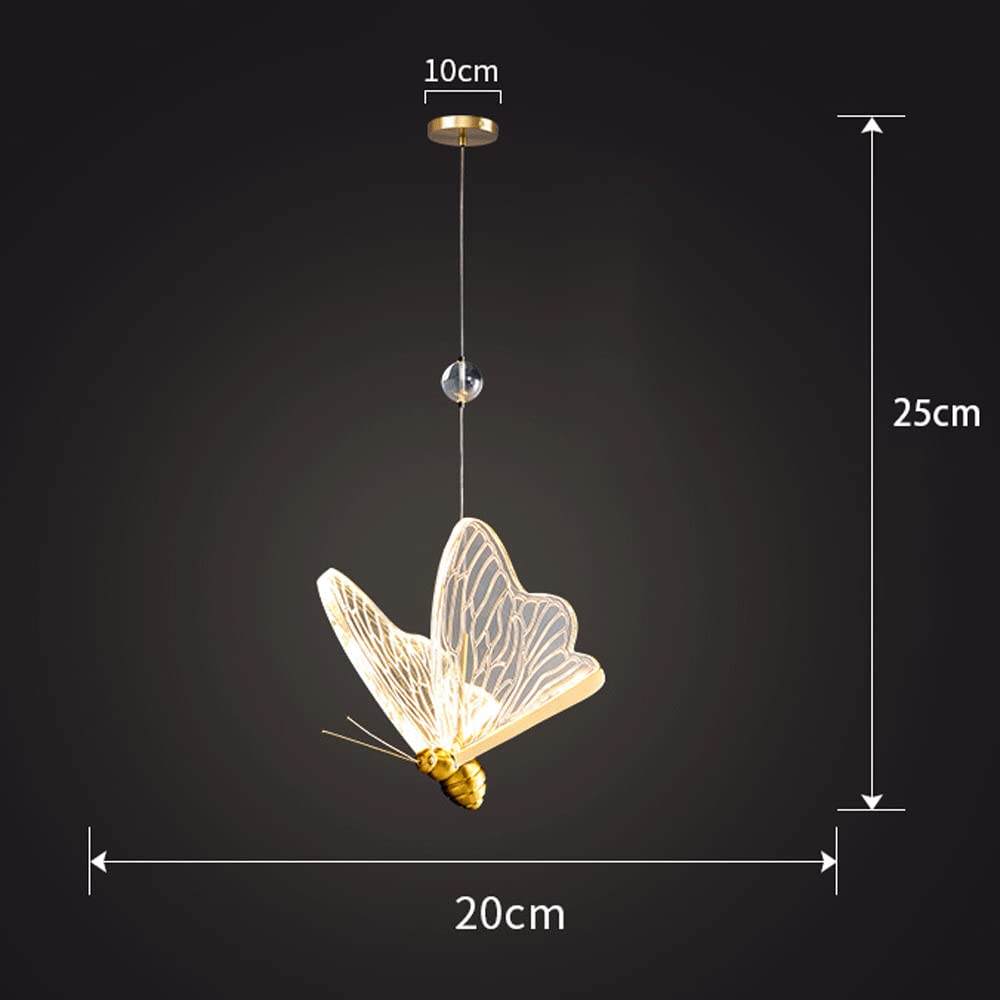 Modern Butterfly Pendant Light Fixture - 1-Light Warm White Ceiling Chandelier for Dining Room, Kitchen Island, Bedroom & Kids Room | Creative Hanging Lamp for Home Decor & Ambient Lighting