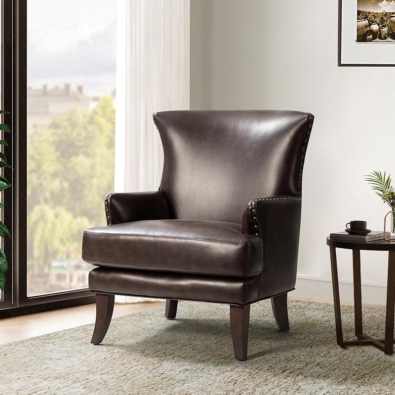 Brooklyn Vegan Leather Armchair - Modern Faux Leather Lounge Chair for Living Room, Office & Dorm - Comfortable Mid-Century Style Accent Chair