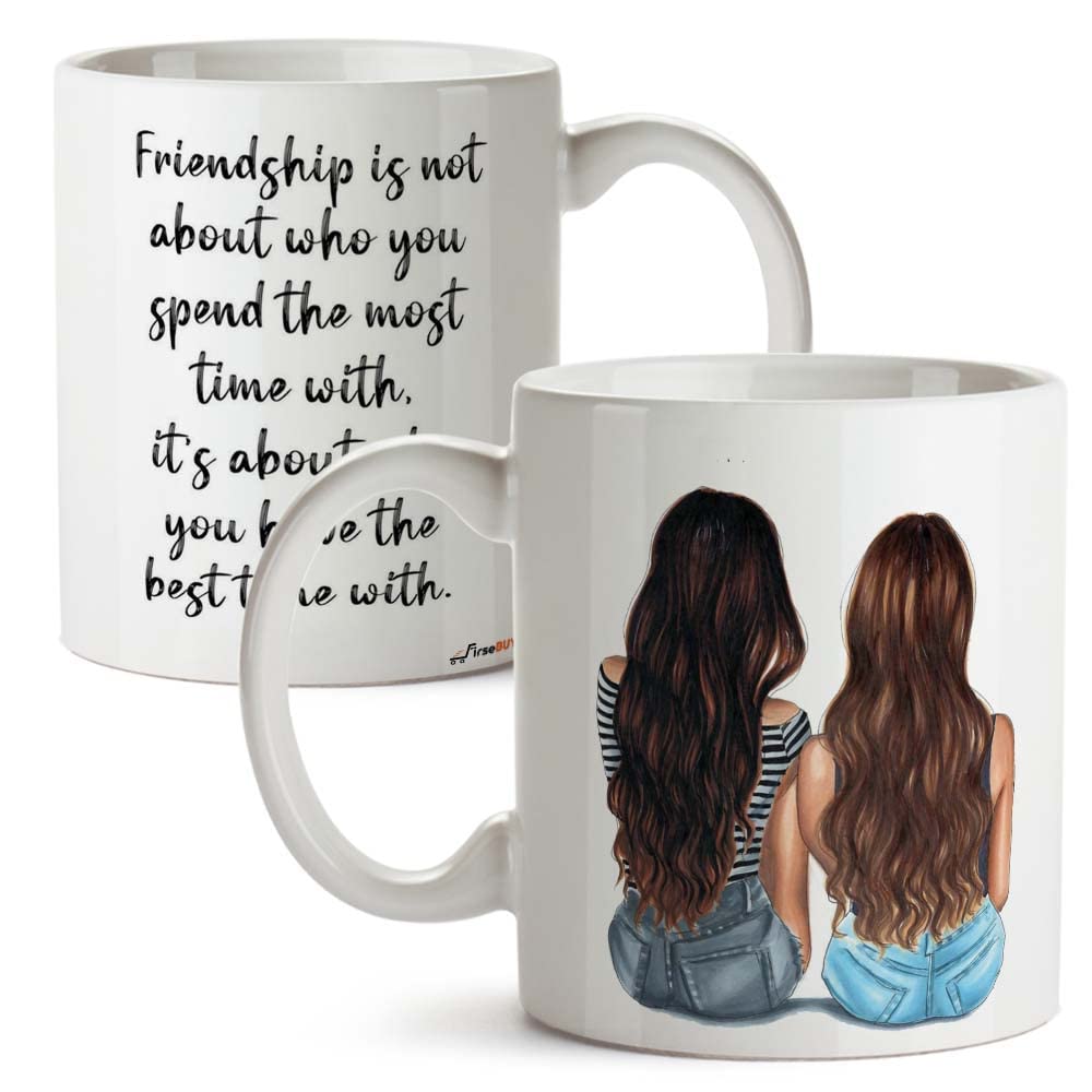 Best Friend Coffee Mug Gift for Women - 11oz Cute Ceramic Coffee Cup with Inspirational Friendship Quotes, Perfect for Bestie Gifts, Birthday, Christmas - White (1 Piece) - Great for Office, Home, or Gift Giving