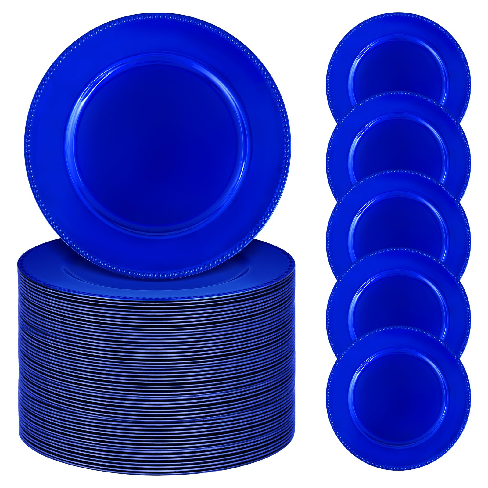 50 Pcs Royal Blue Plastic Charger Plates Bulk - 13
