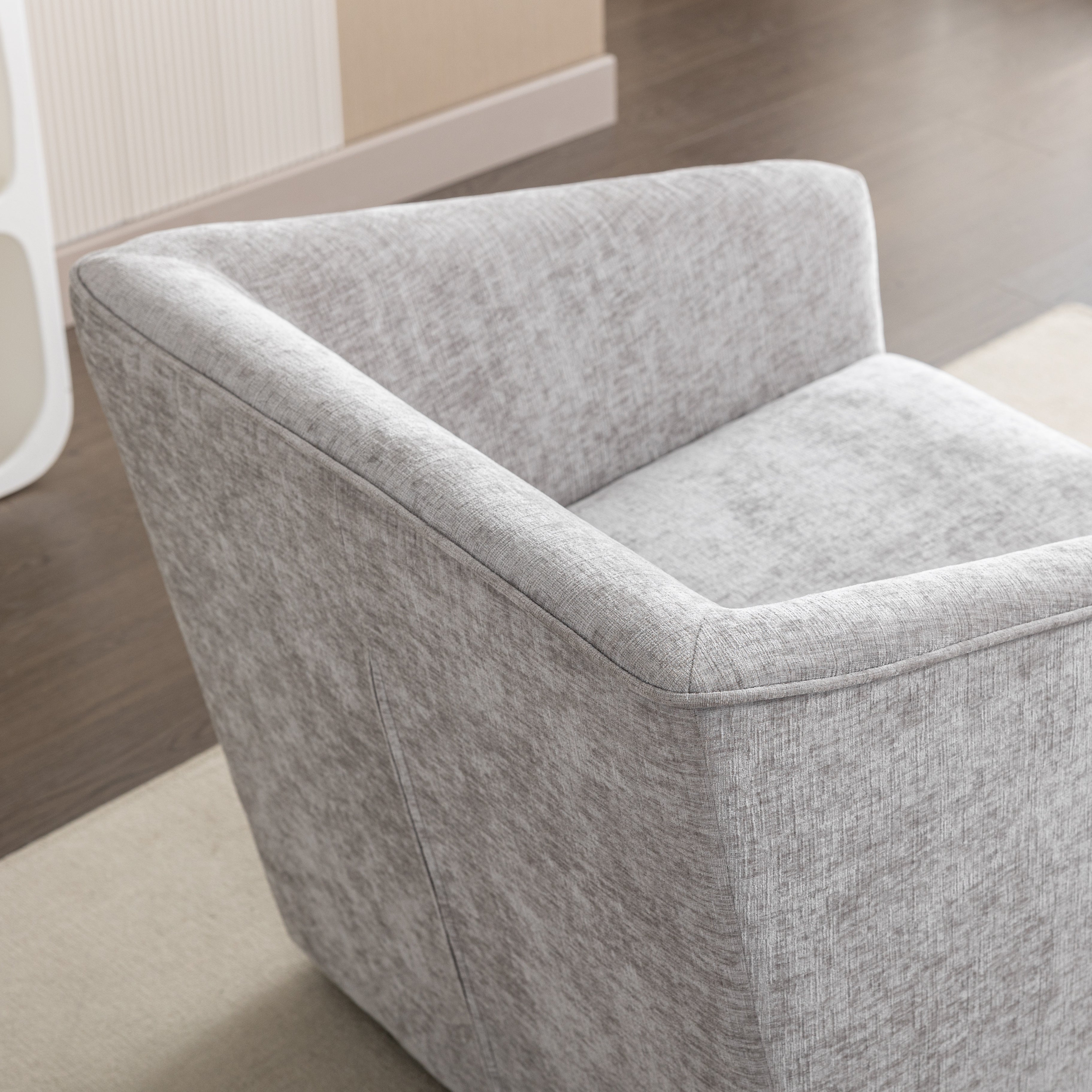 Roundhill Furniture Modern Upholstered Barrel Swivel Armchair - 360° Rotation, Comfortable Lounge Chair for Living Room, Office, or Reading Nook