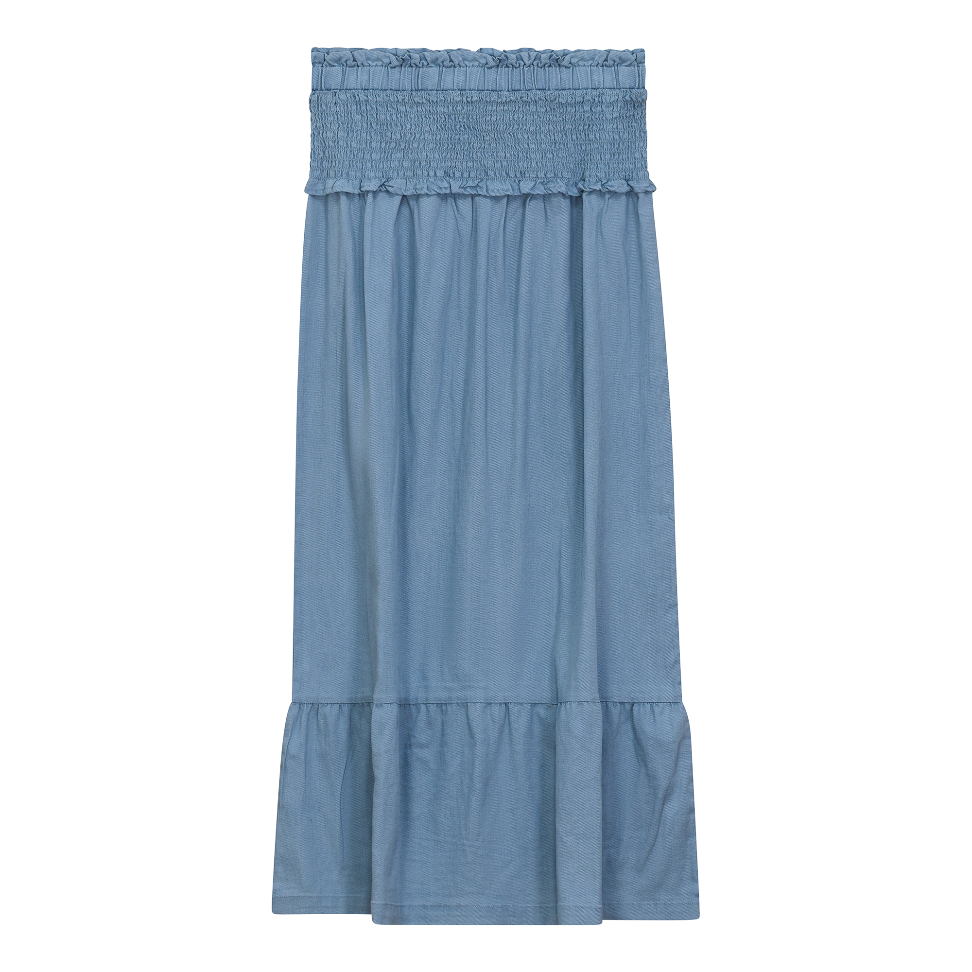 Stylish Denim Smoked Yoke Skirt for Women - Vintage High Waisted A-Line Skirt - Perfect for Casual Outfits, Date Nights & Office Wear