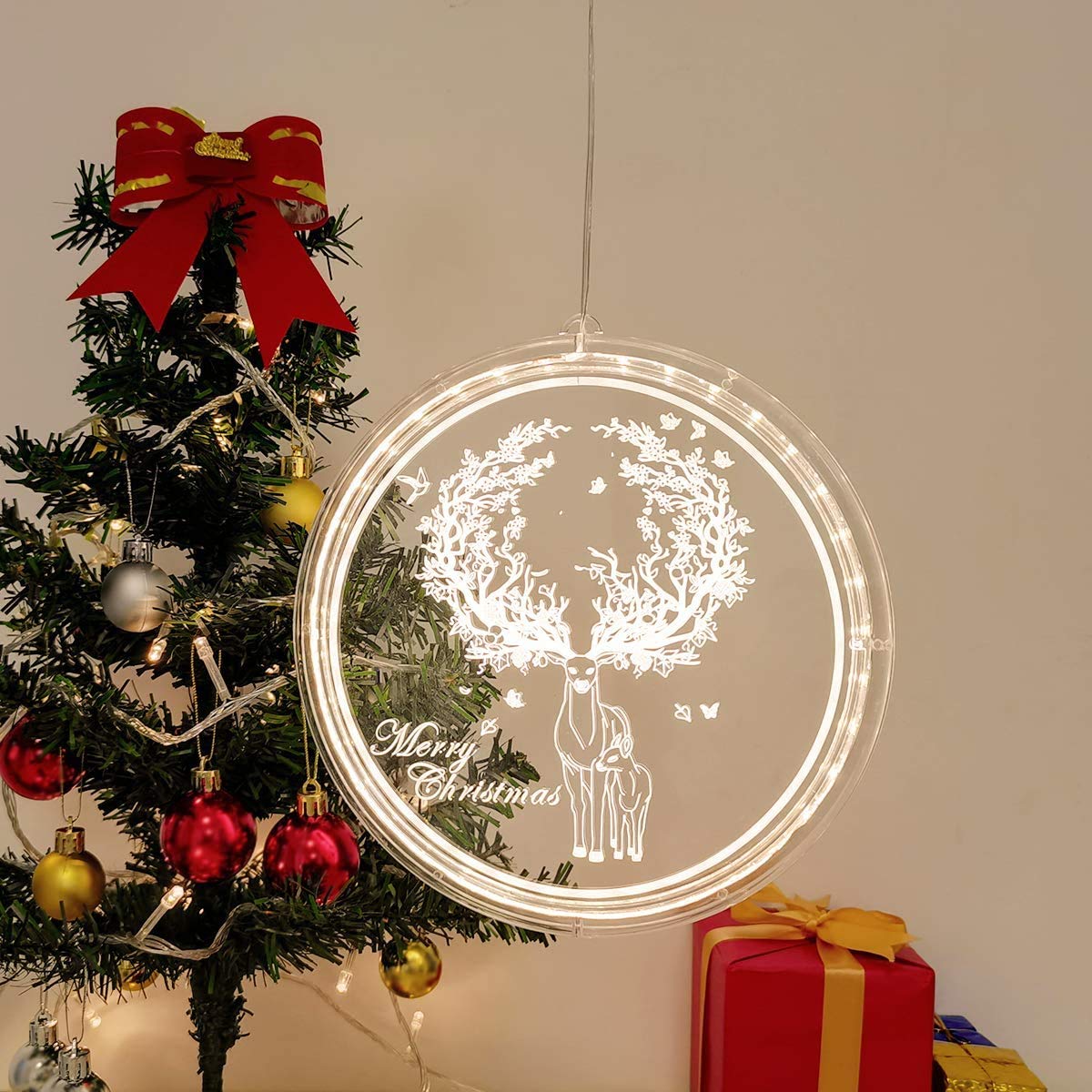 Christmas Decorative Window Lights - Warm White Elk String Lights for Indoor & Outdoor Use - Perfect for Windows, Pathways, Patios, Bedrooms, Parties & Holiday Wall Decor