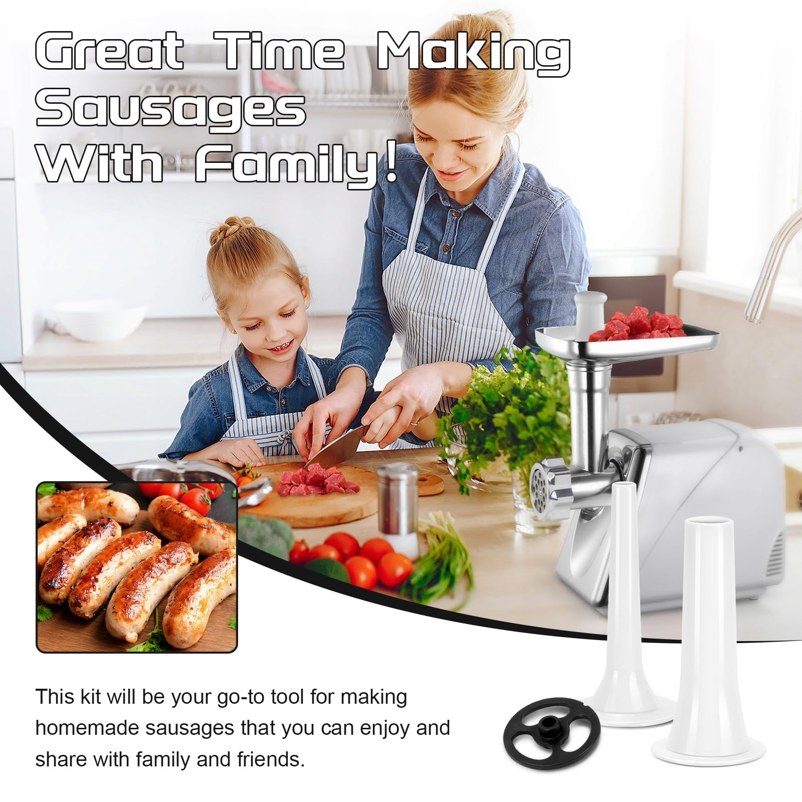 KitchenAid Stand Mixer Sausage Stuffer Tube Kit - Replacement for Food Grinder Attachment, Compatible with KitchenAid Stand Mixers - Perfect for Homemade Sausages, Burgers & Meat Processing