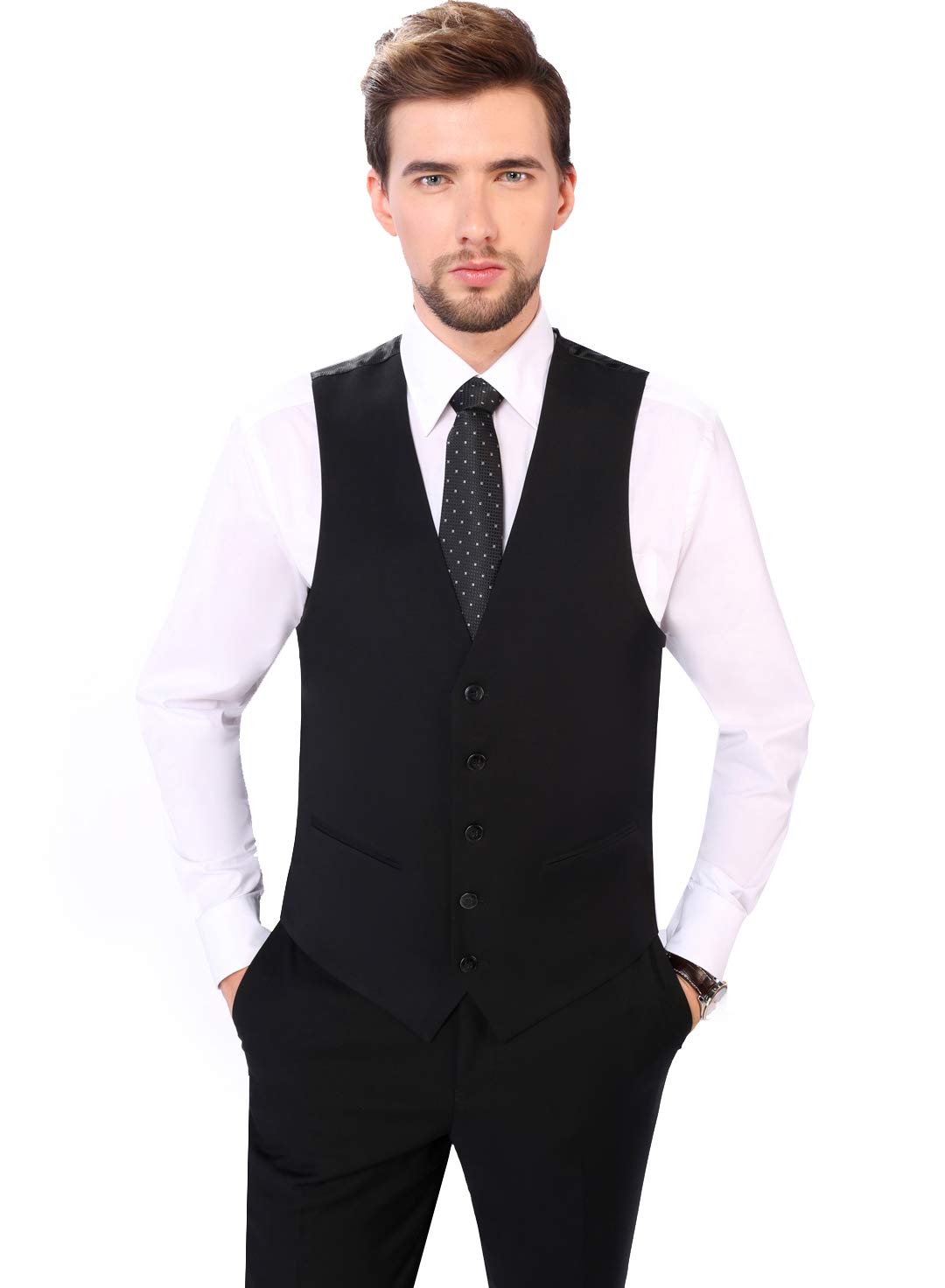 P&L Men's 3-Piece Classic Fit Suit Set - Jacket, Expandable Waist Dress Pants & Vest | Formal Business Attire for Weddings, Office & Special Occasions