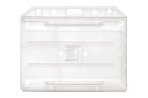 100 Pack Clear Double-Sided Horizontal ID Card Holders for Business, Events & Badges - 2