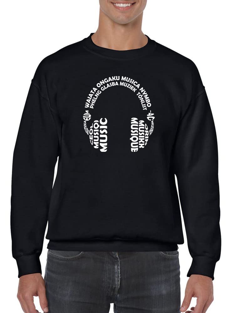 Men's Music Translation In Headphones Graphic Sweatshirt - Trendy Casual Pullover for Music Lovers & Tech Enthusiasts | Perfect for Concerts, Gifting & Everyday Wear